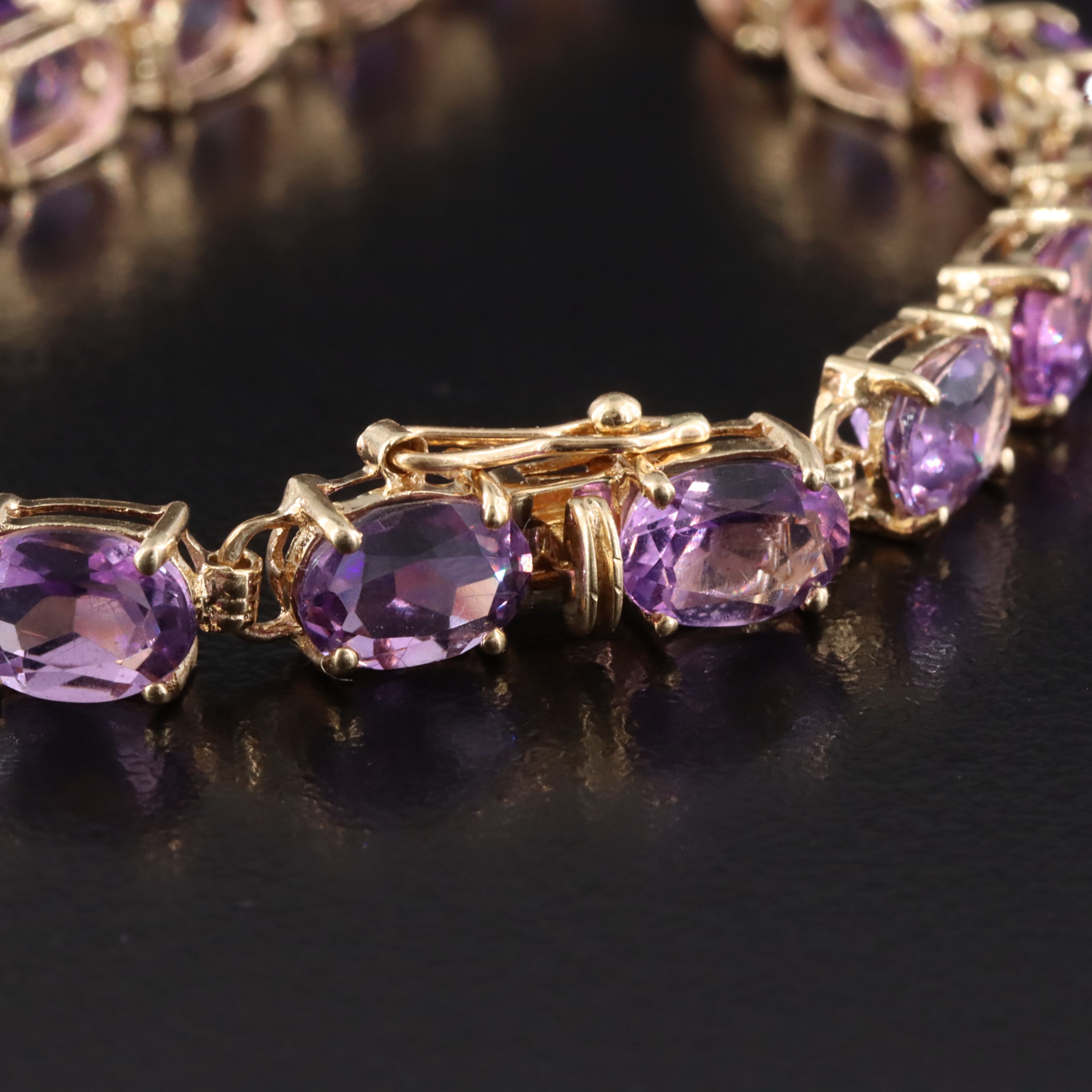 14K Amethyst Line Bracelet