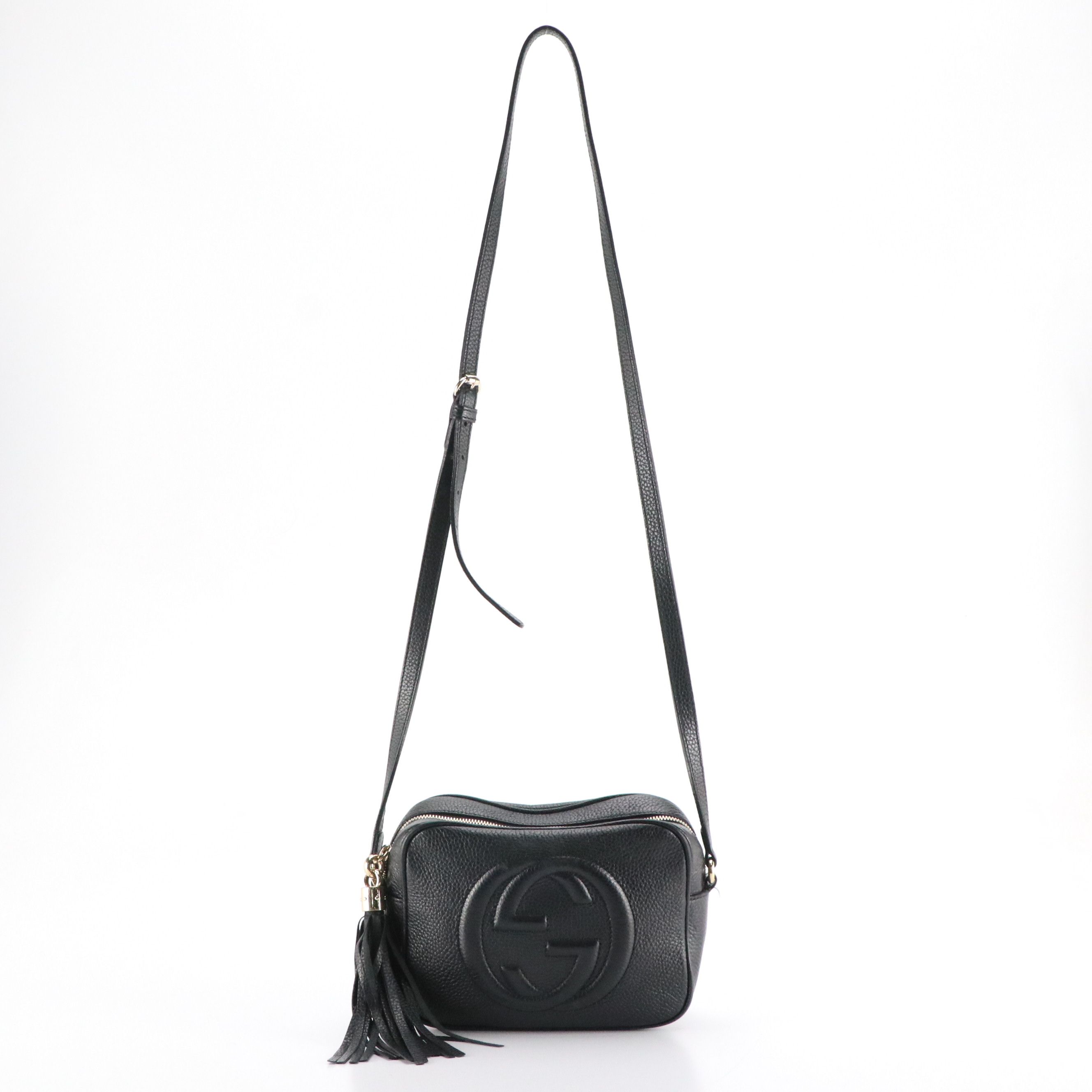 Gucci Soho Disco Crossbody Bag in Grained Calfskin Leather with Tassel Zip