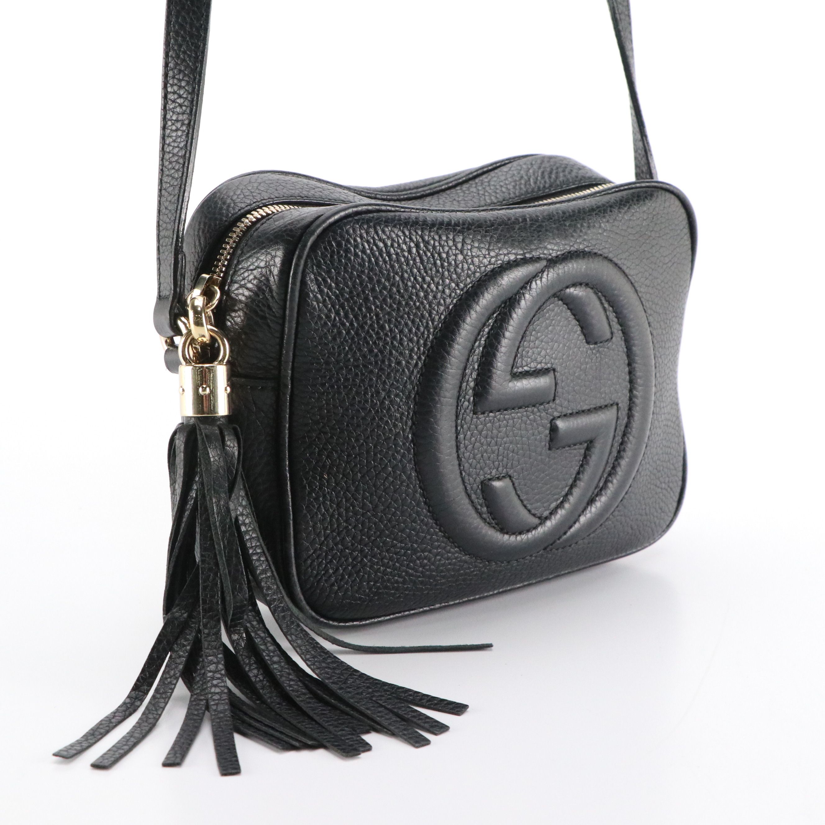 Gucci Soho Disco Crossbody Bag in Grained Calfskin Leather with Tassel Zip
