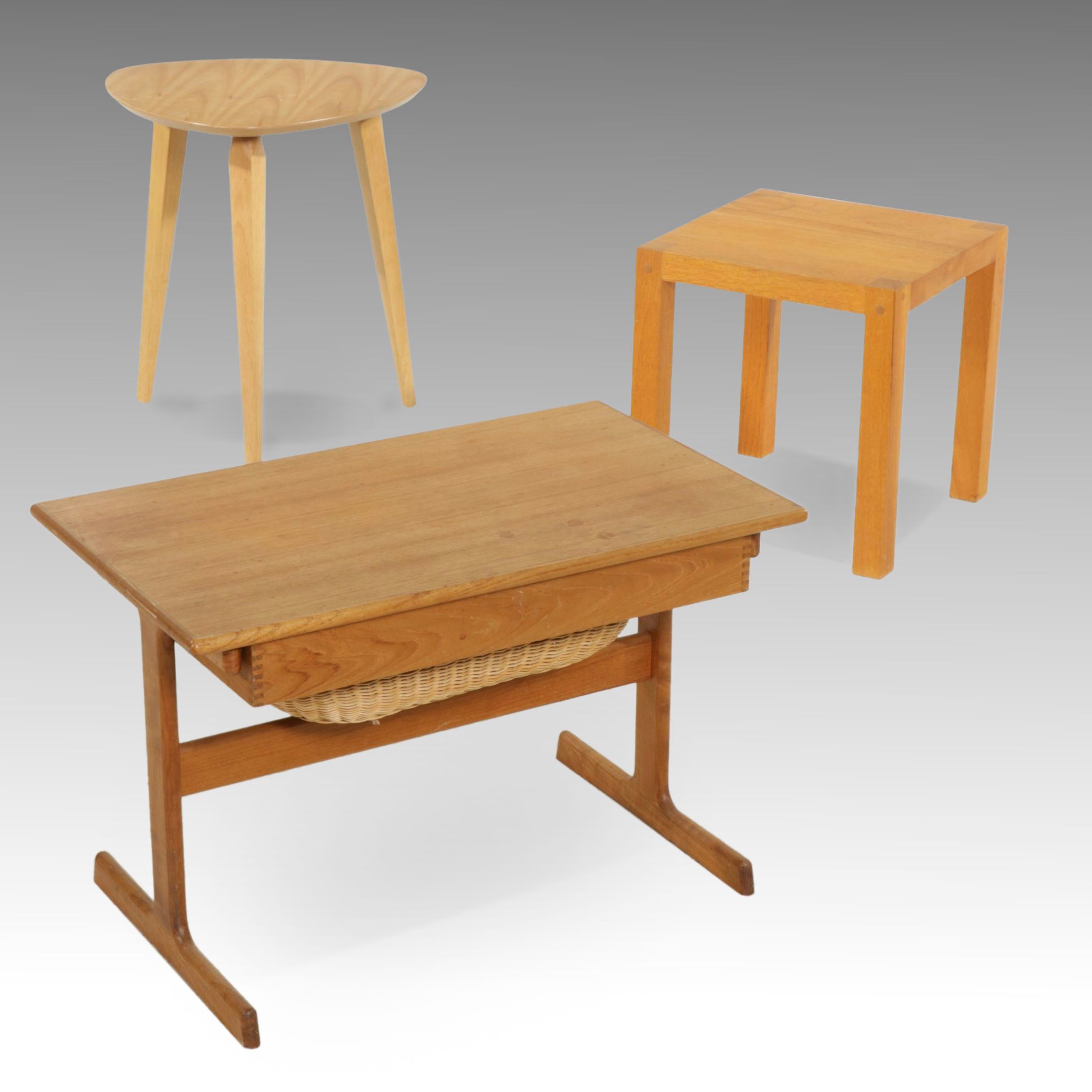 MCM Danish Teak Vildbjerg Møbelfabrik Sewing Table with Accent Tables