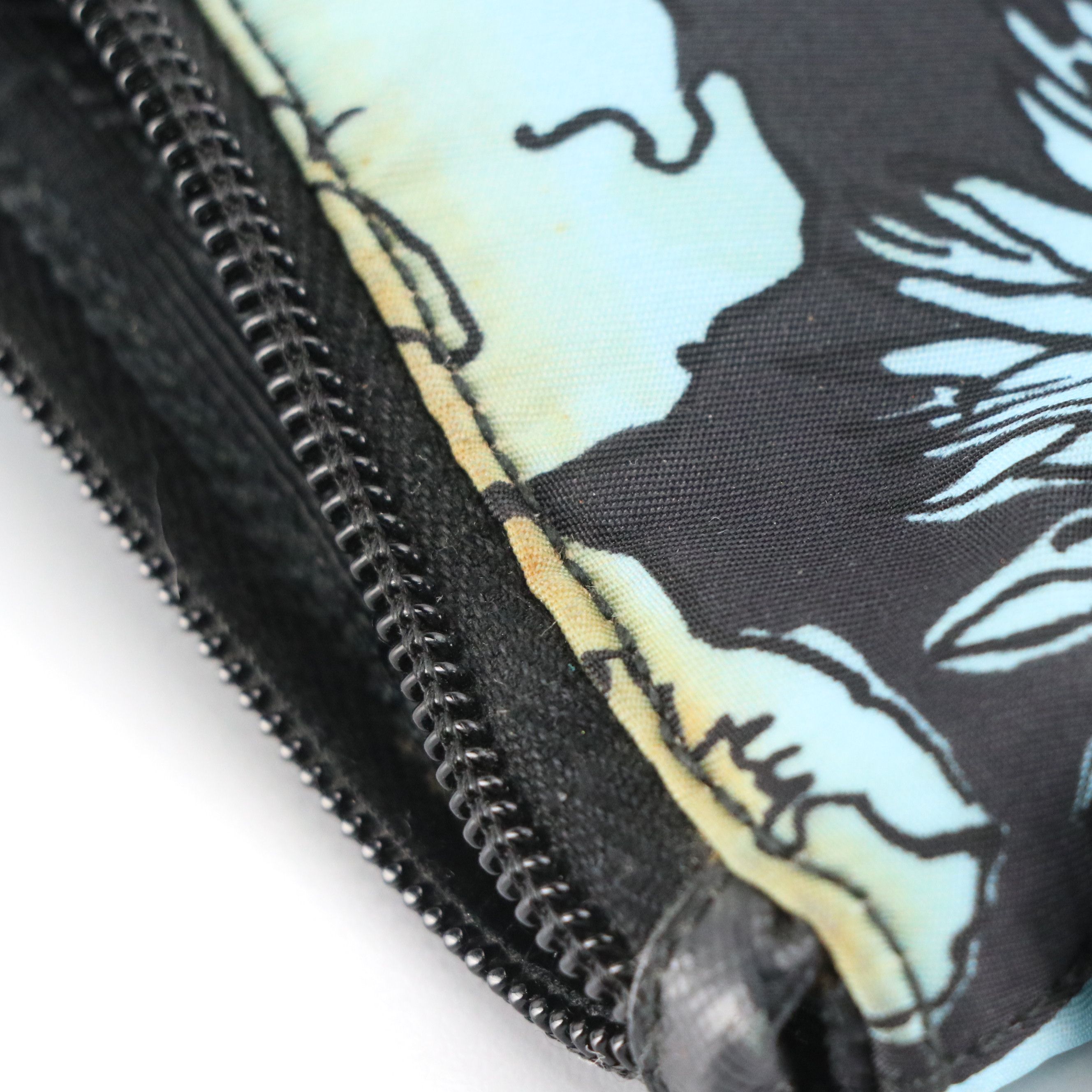 Prada Two-Way Zip Bag in Floral Stampato Tessuto Nylon & Black Saffiano Leather