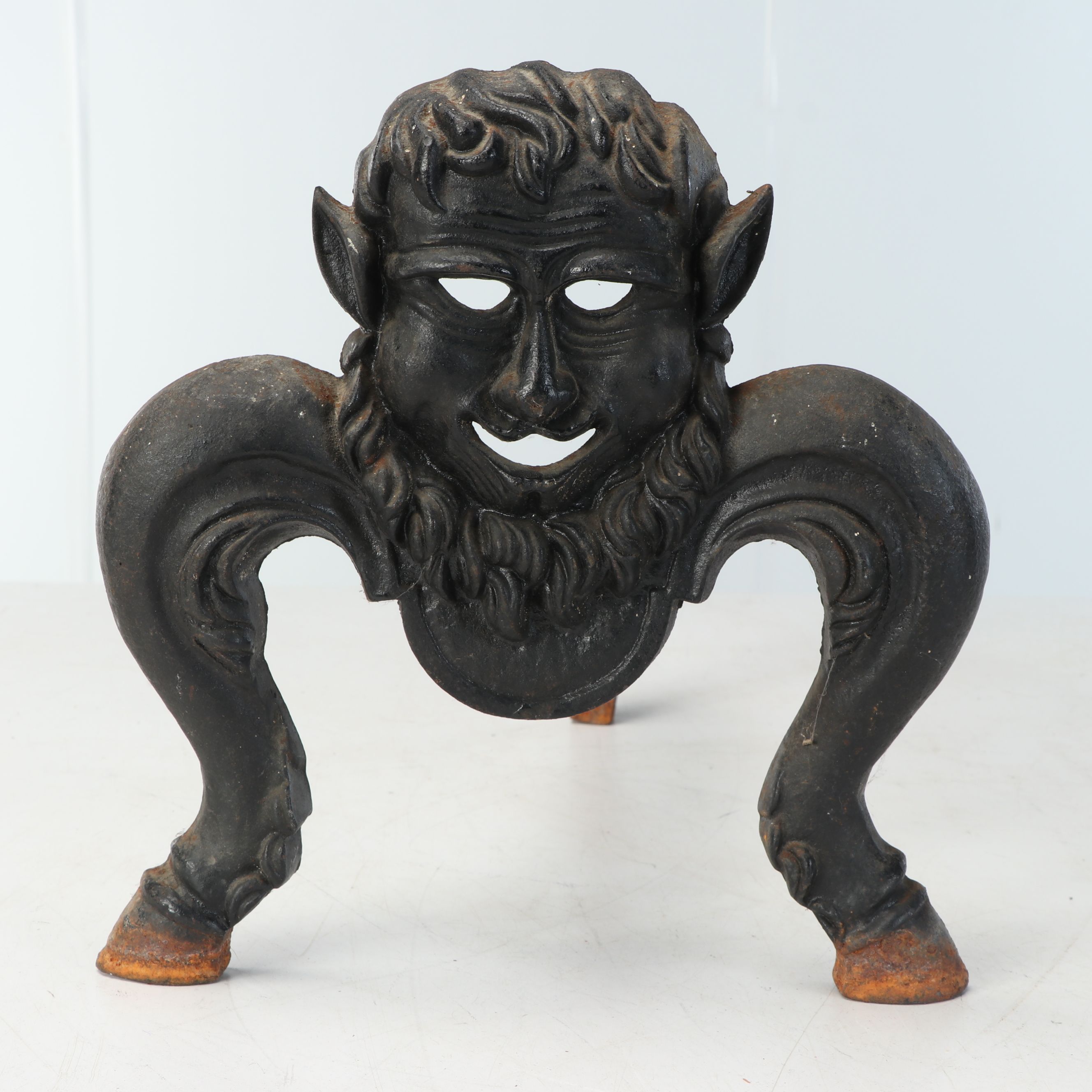 Pair of Cast Iron Figural Satyr Andirons