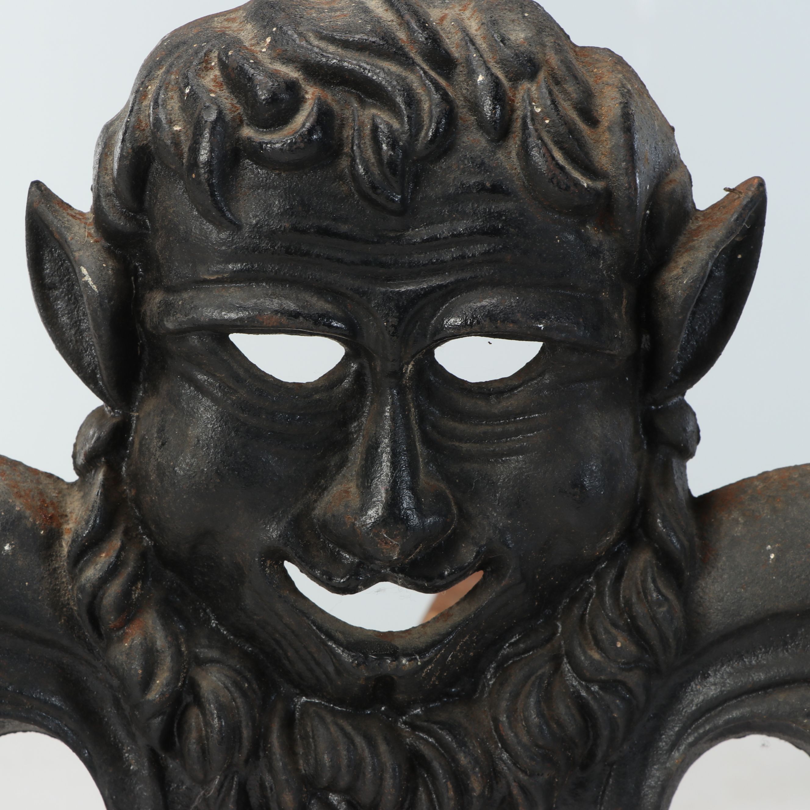 Pair of Cast Iron Figural Satyr Andirons