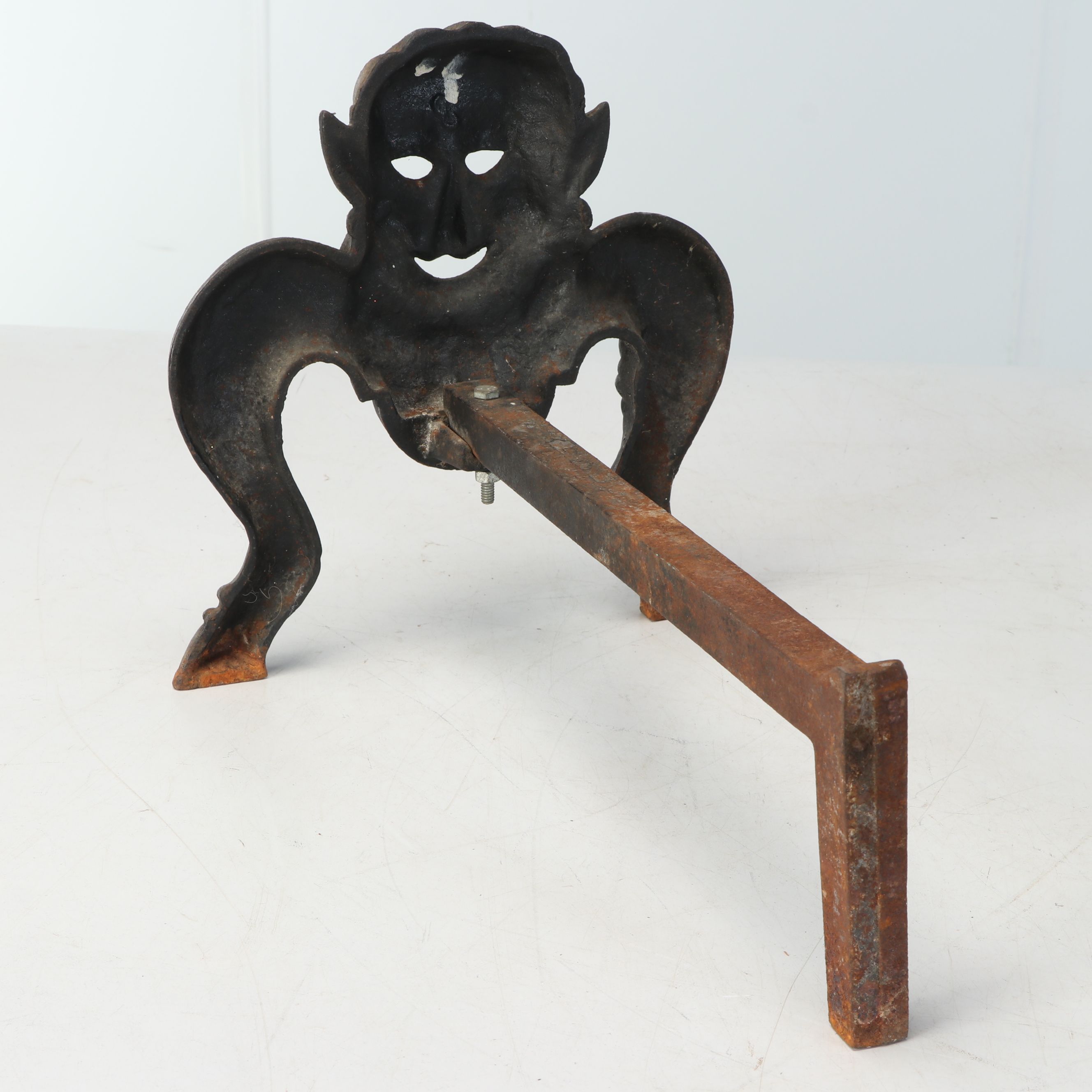 Pair of Cast Iron Figural Satyr Andirons