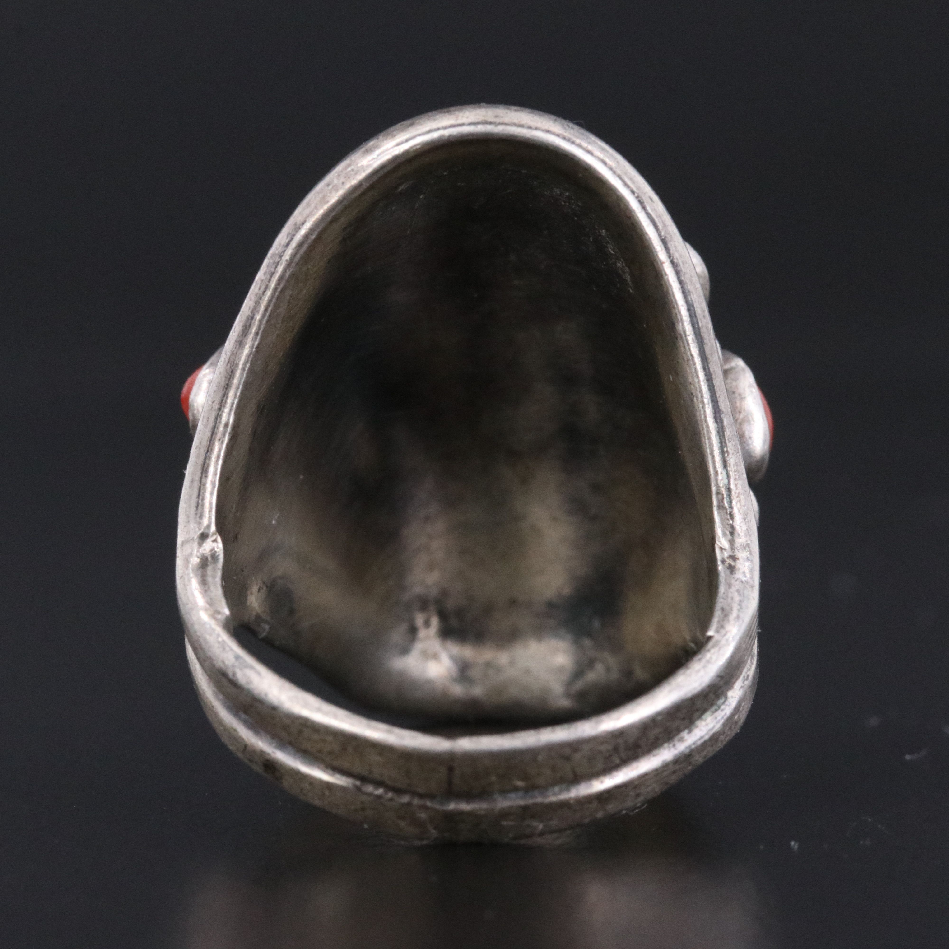 Sterling Coral Saddle Ring