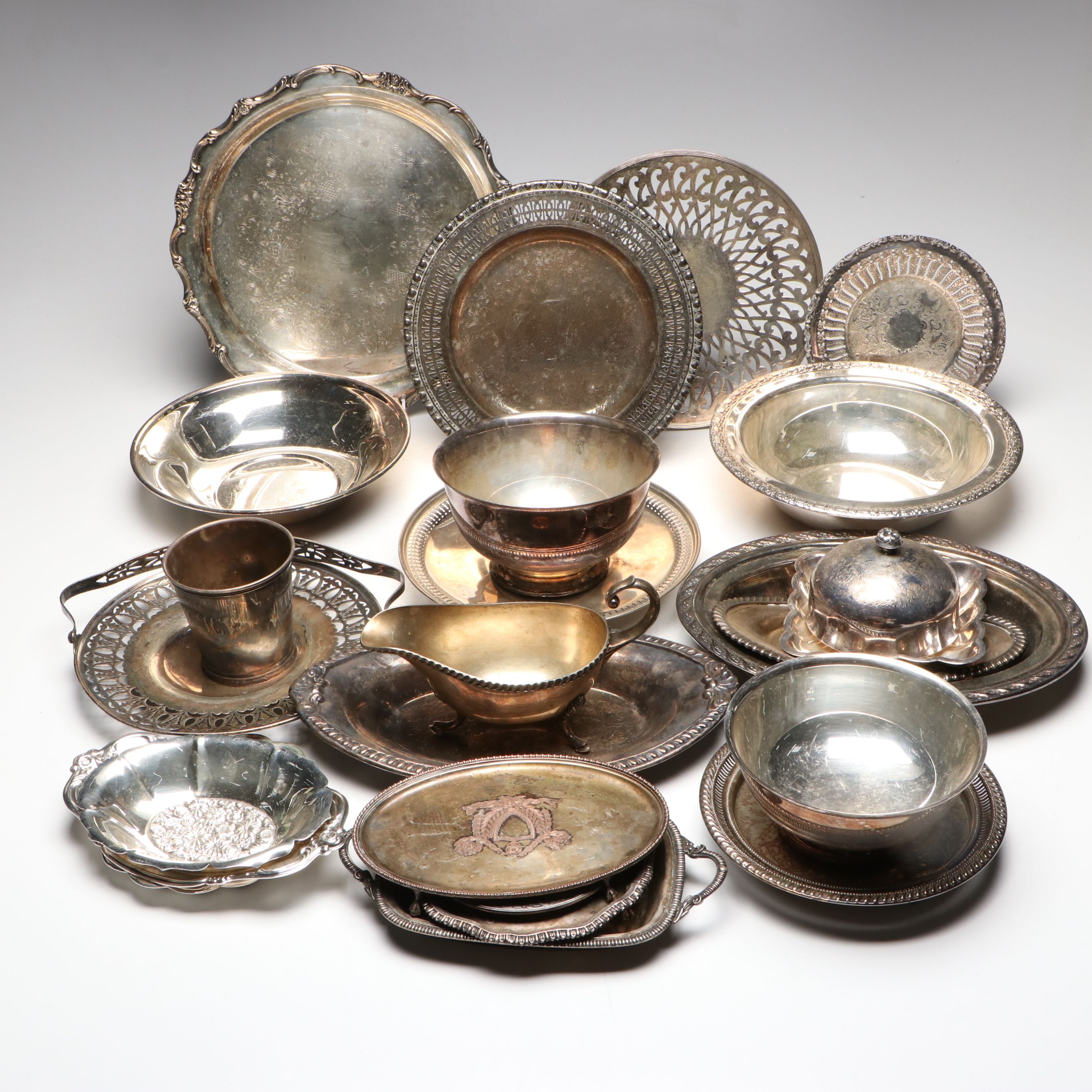 Gorham Bowl with Platters, Trays and More Silver Plate Serveware