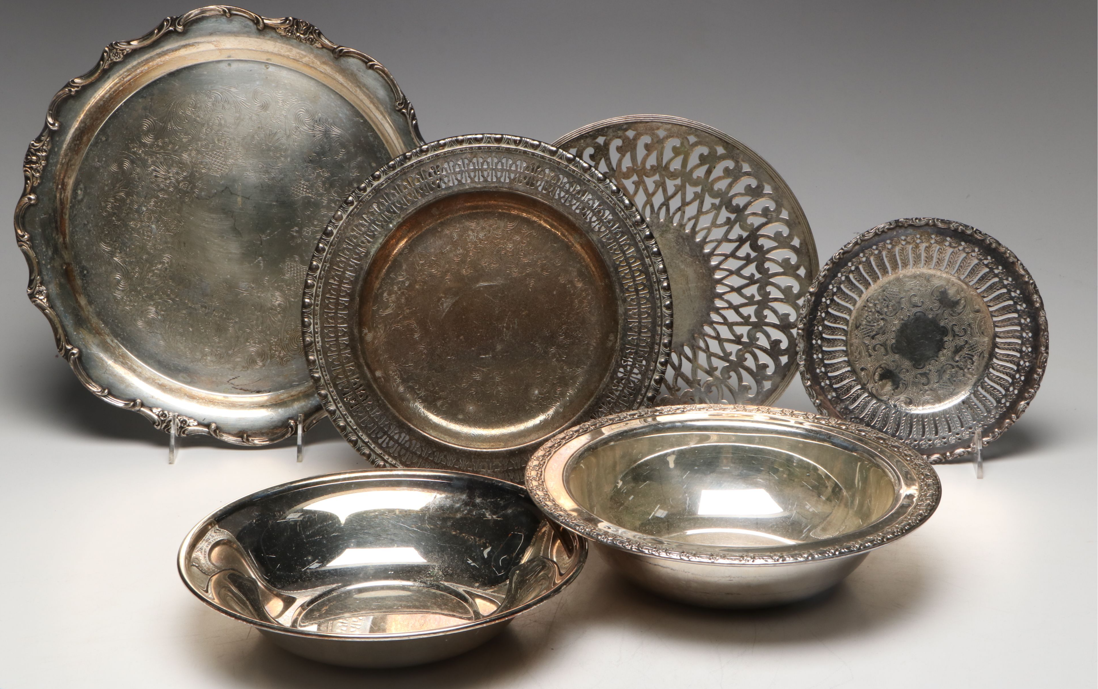 Gorham Bowl with Platters, Trays and More Silver Plate Serveware