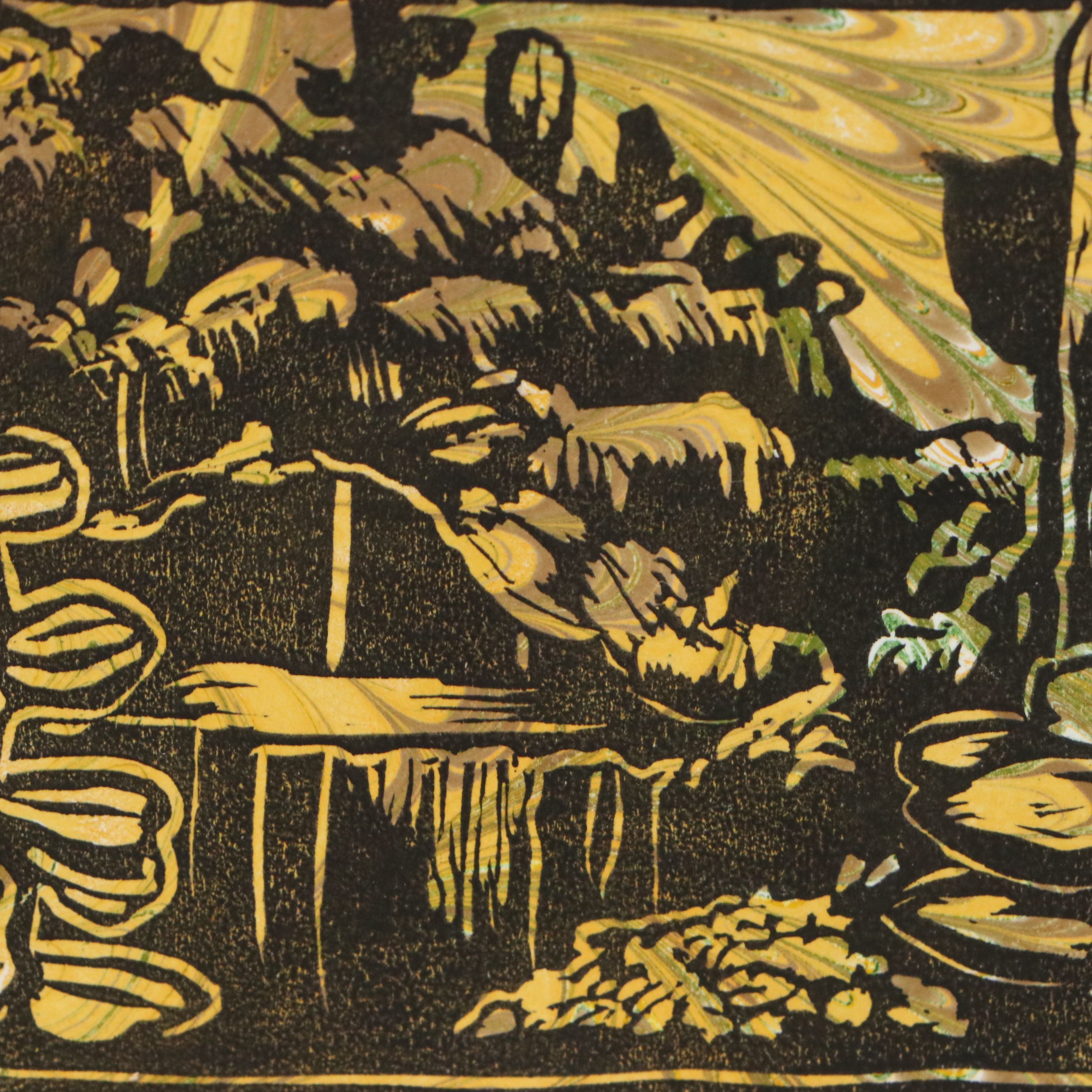 C. F. Dunn Linocut "Hideaway Honey," 2016