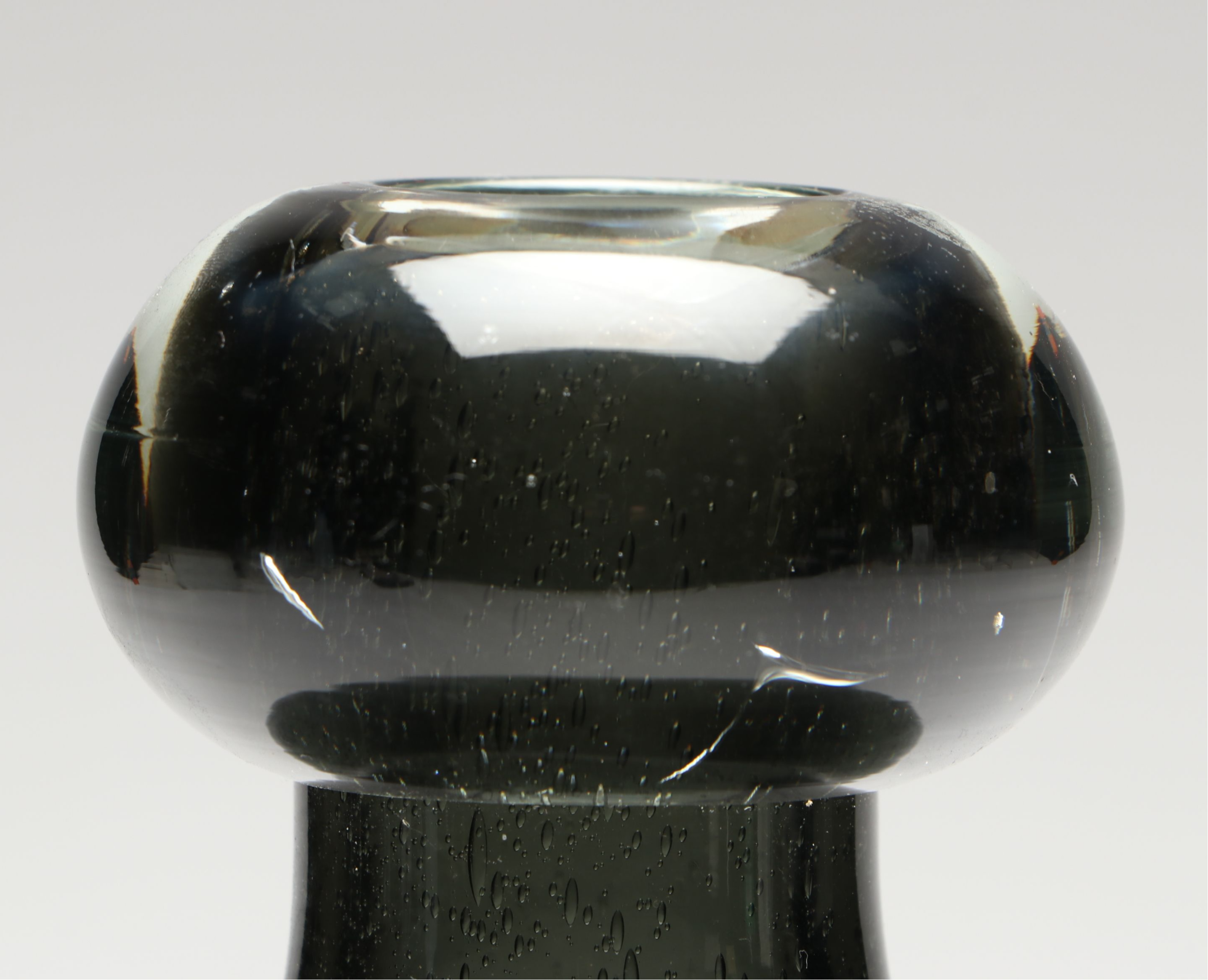 Mid Century Modern Style Smoke Color Seed Glass Bottle Vase