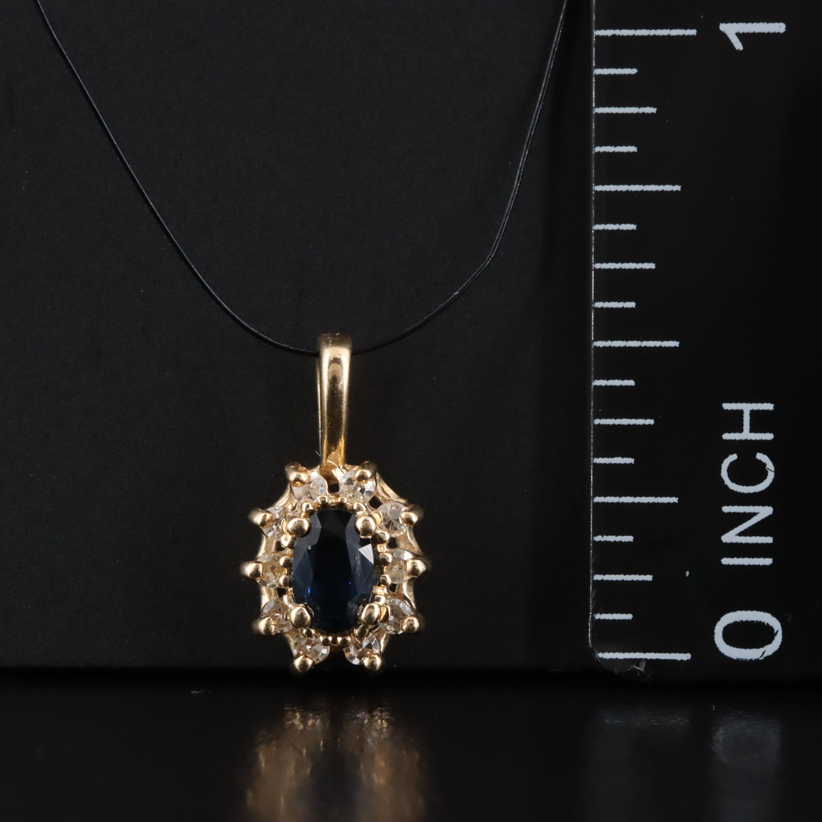 14K Sapphire and Diamond Halo Pendant