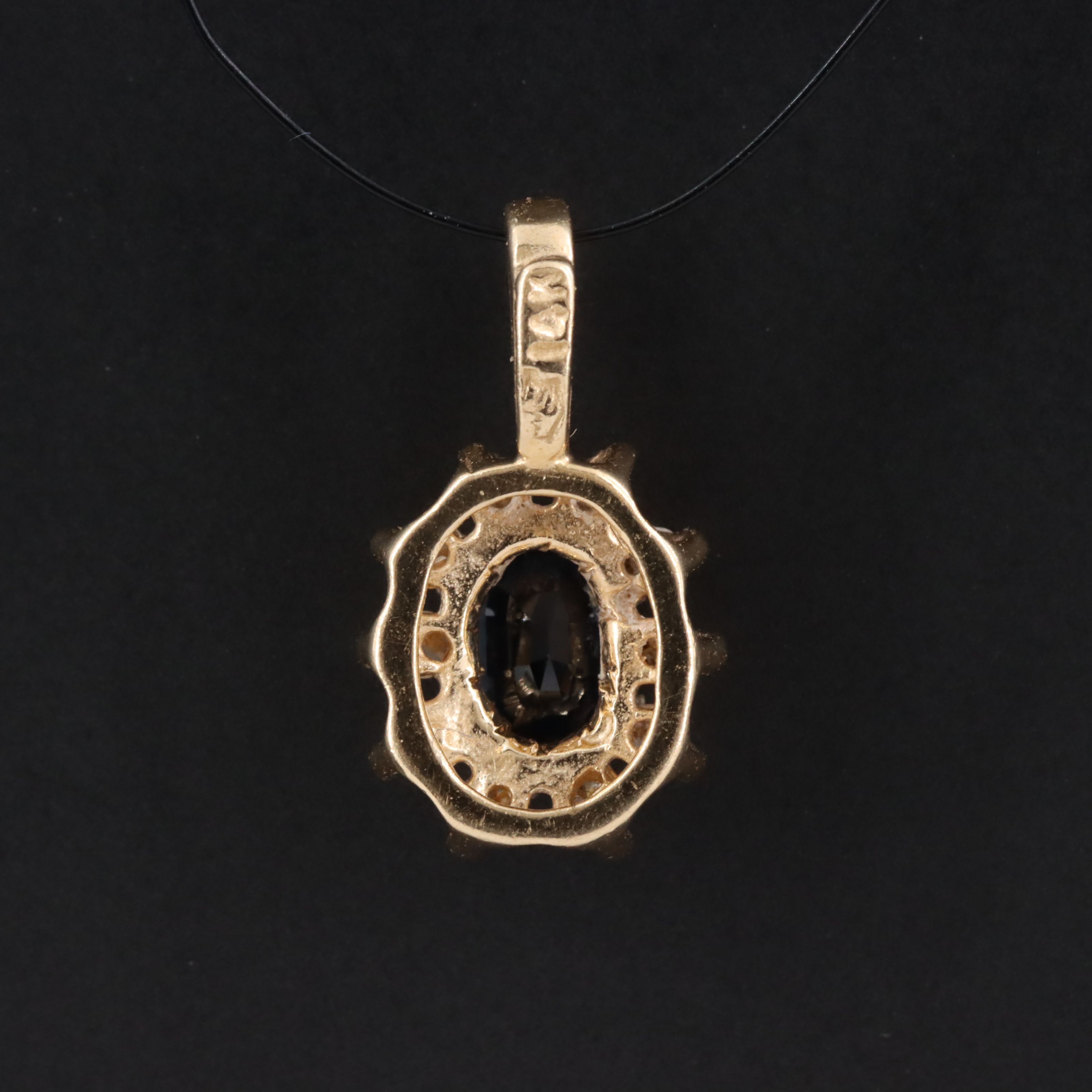 14K Sapphire and Diamond Halo Pendant