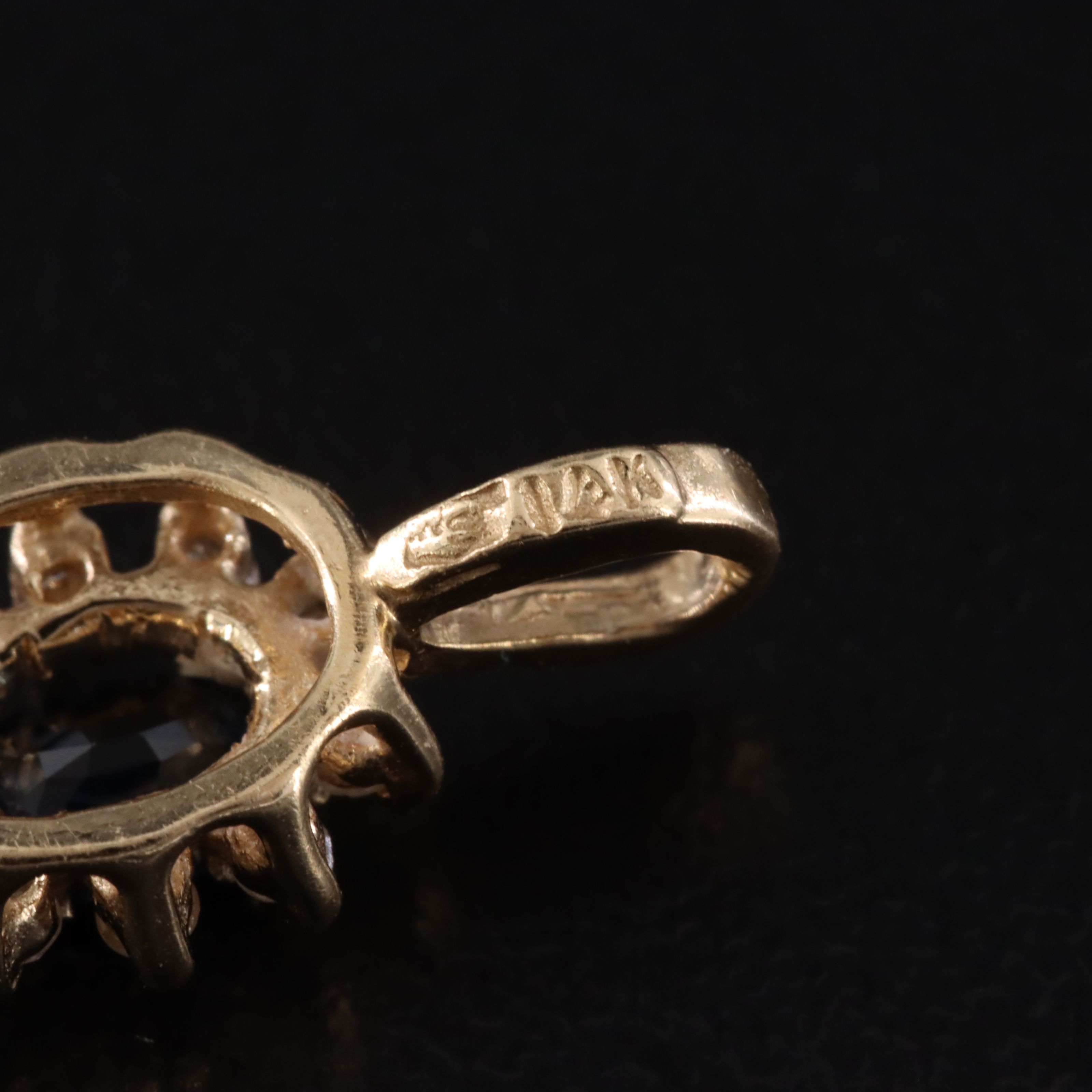 14K Sapphire and Diamond Halo Pendant