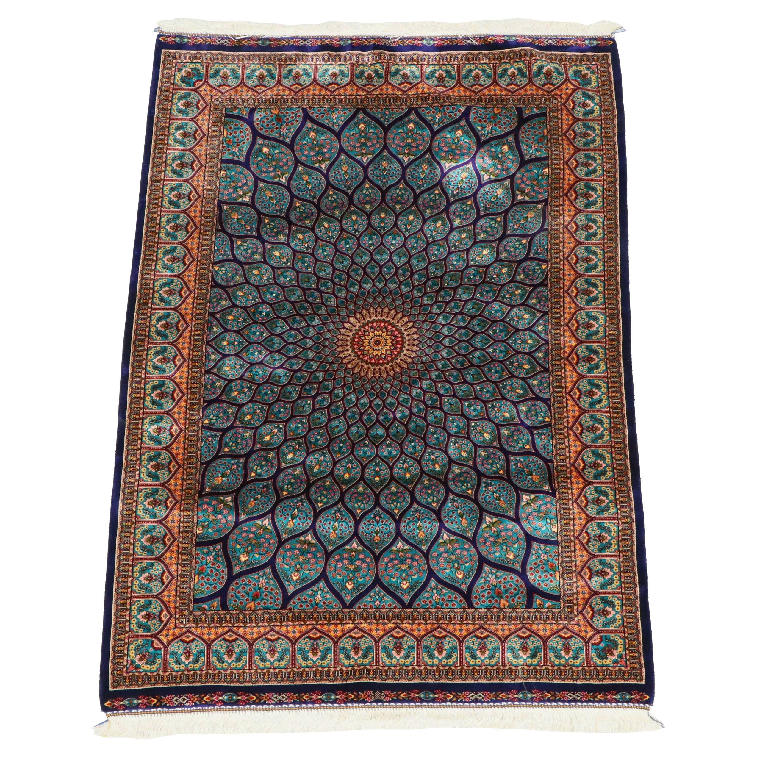 3'2 x 5' Machine Made Turkish Qom Silk Area Rug