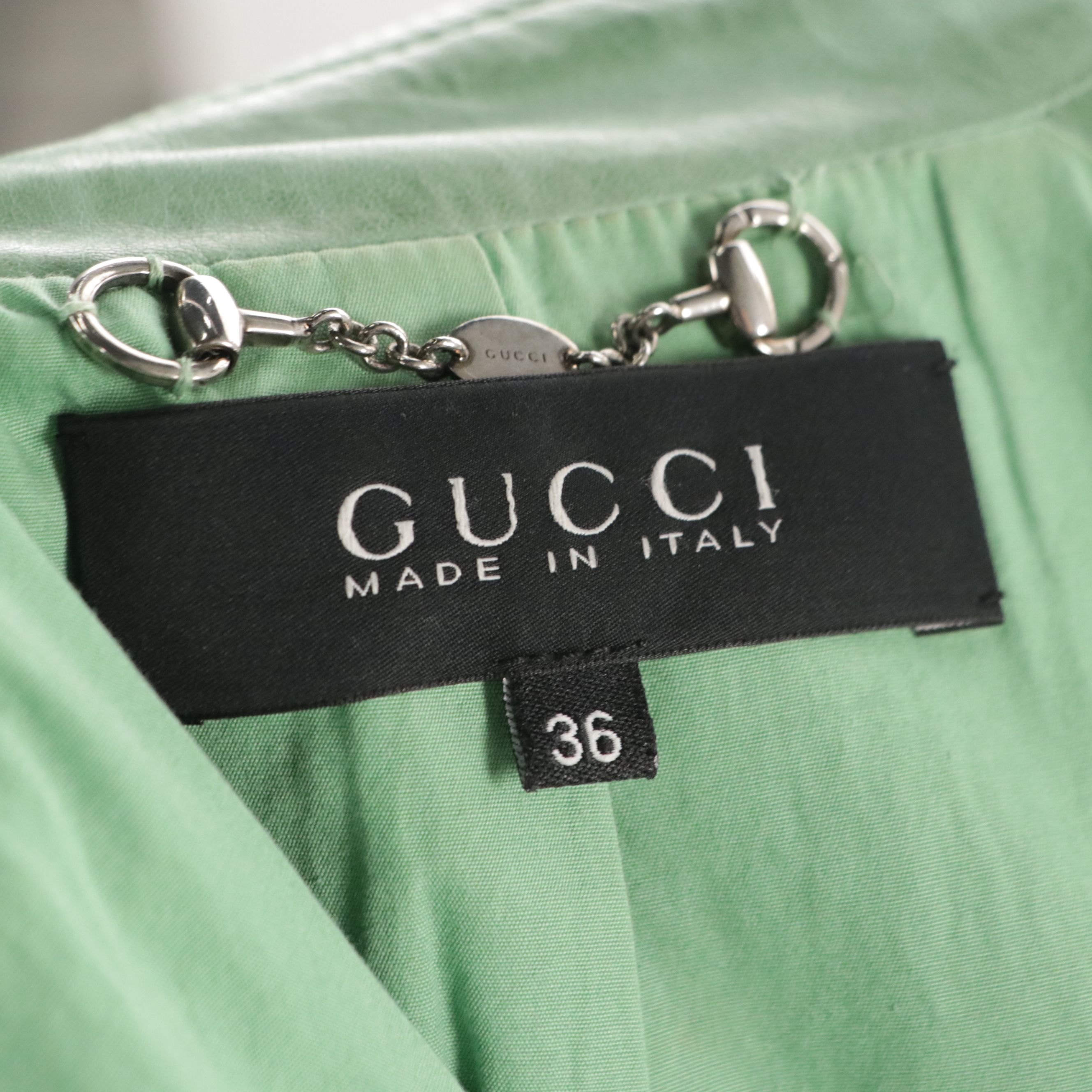 Gucci Biker Jacket in Mint Green Lambskin Leather