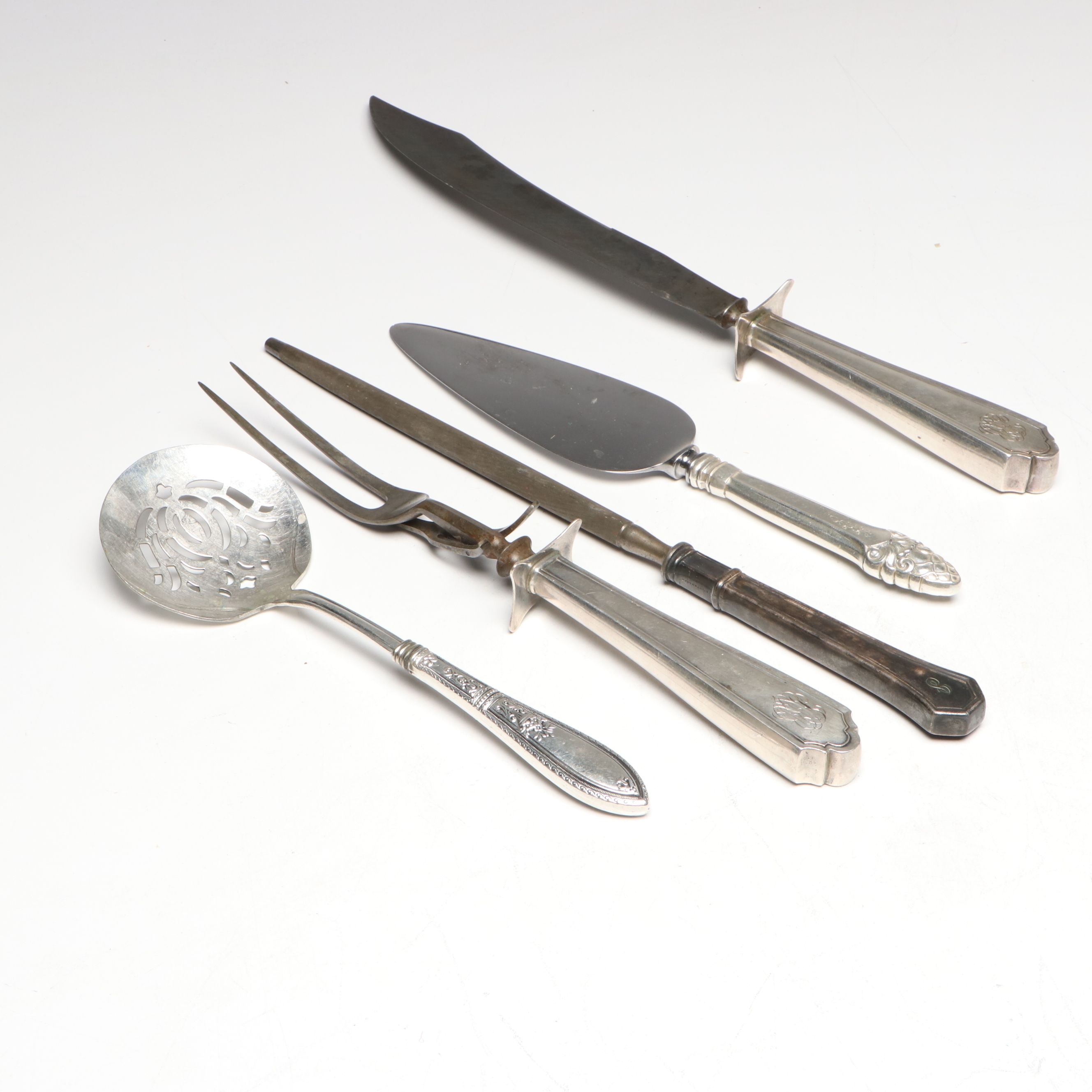Webster Sterling Handled Pierced Tomato Server with Other Utensils