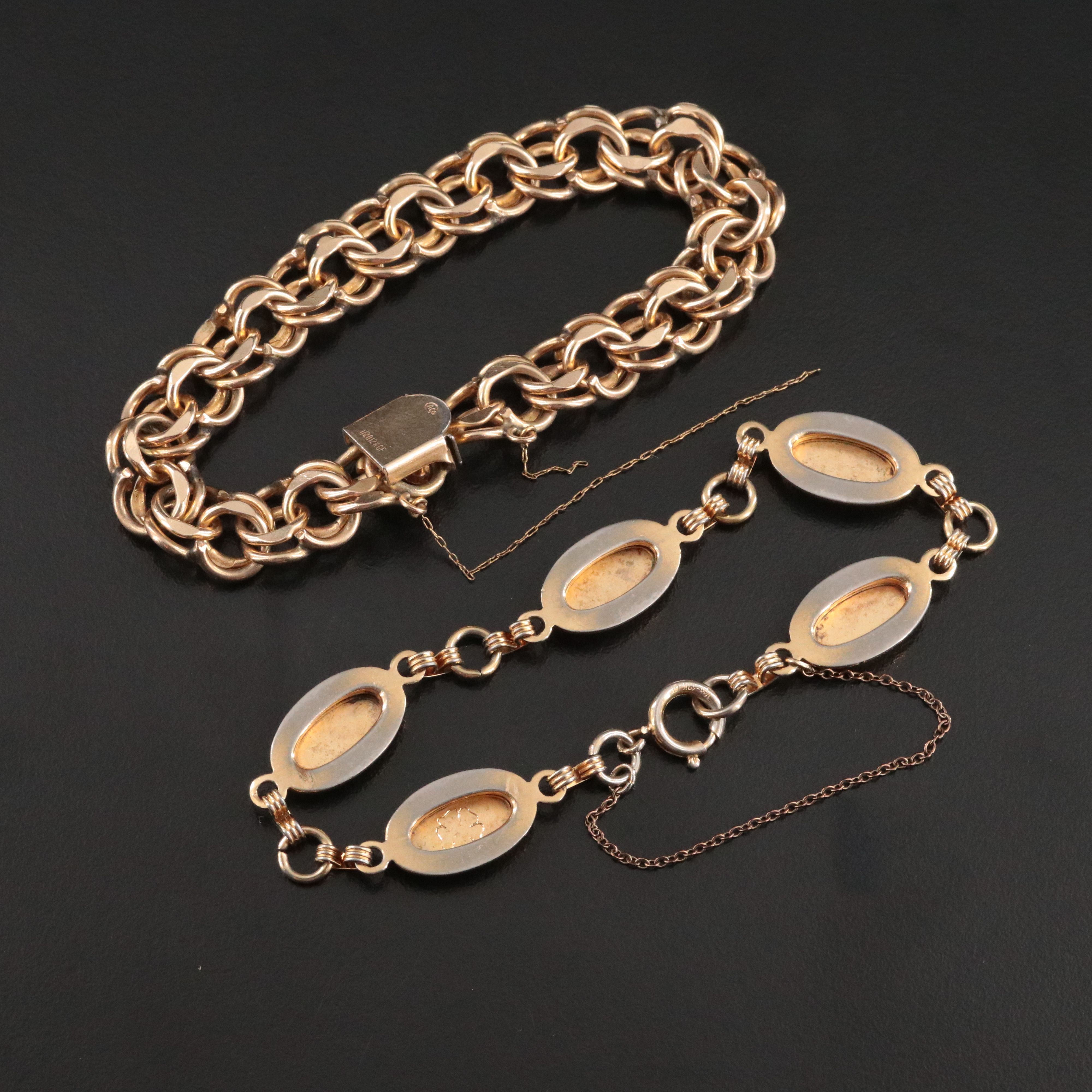 Gold-Filled Oval Link and Garibaldi Chain Bracelets