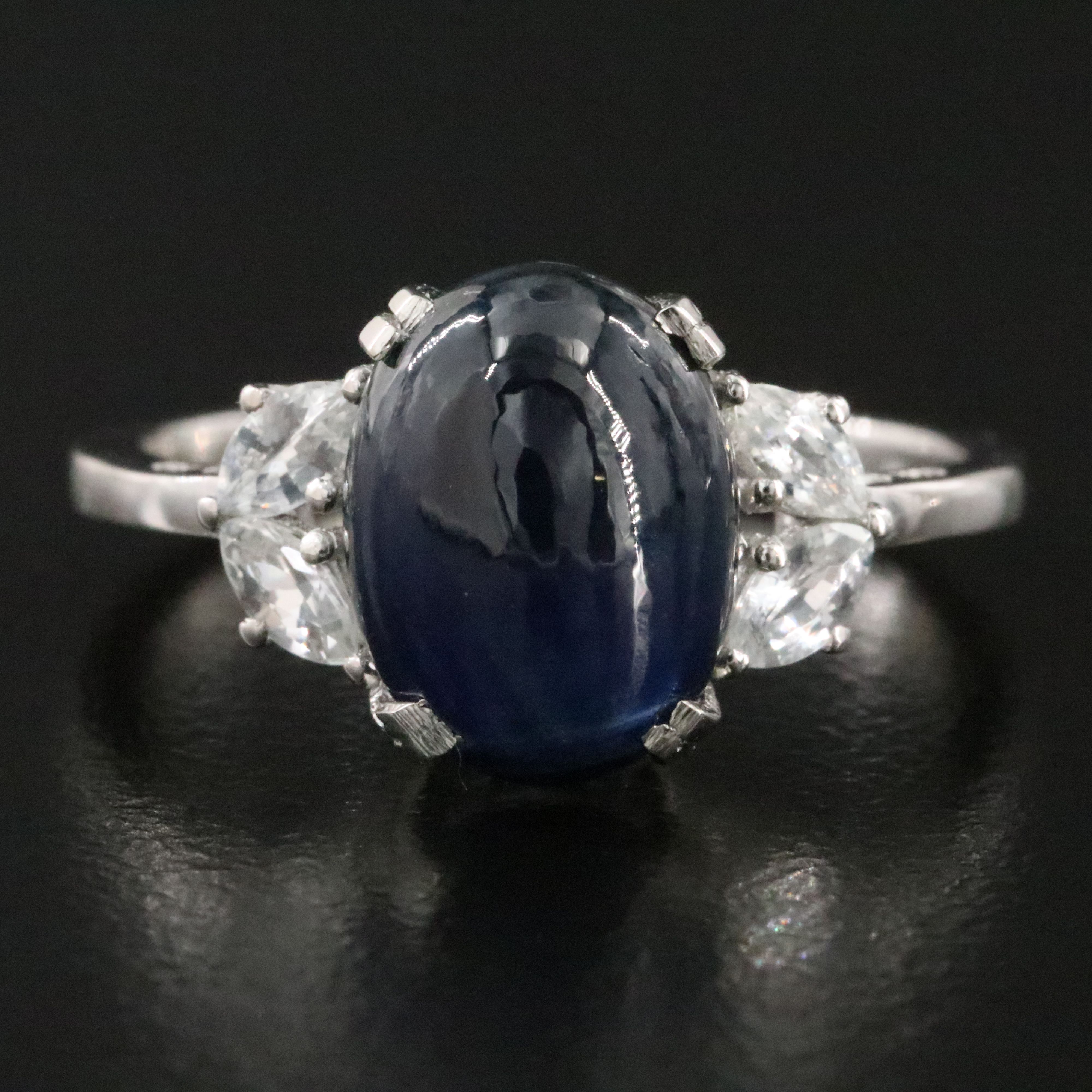 Platinum 4.67 CT Sapphire and White Sapphire Ring