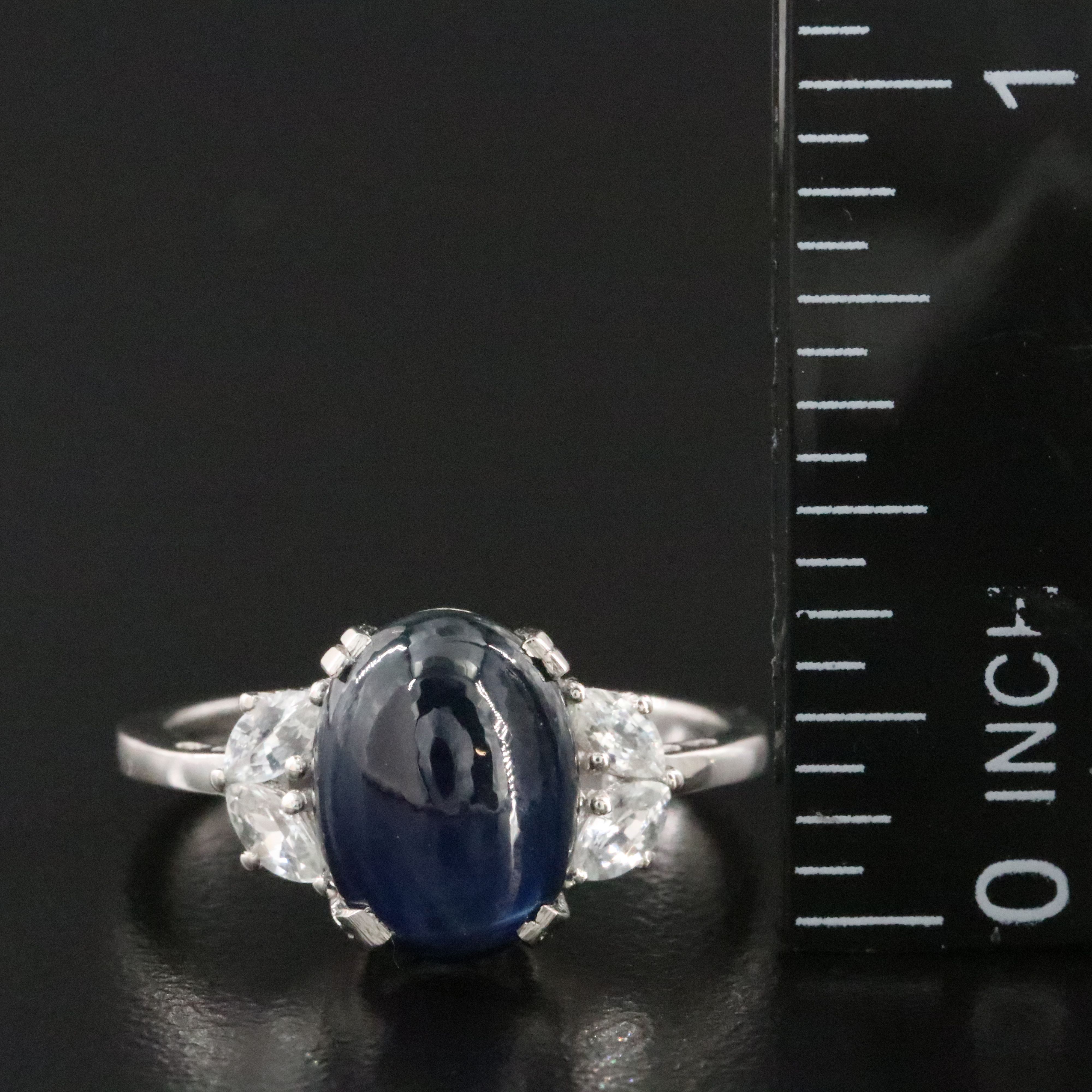 Platinum 4.67 CT Sapphire and White Sapphire Ring