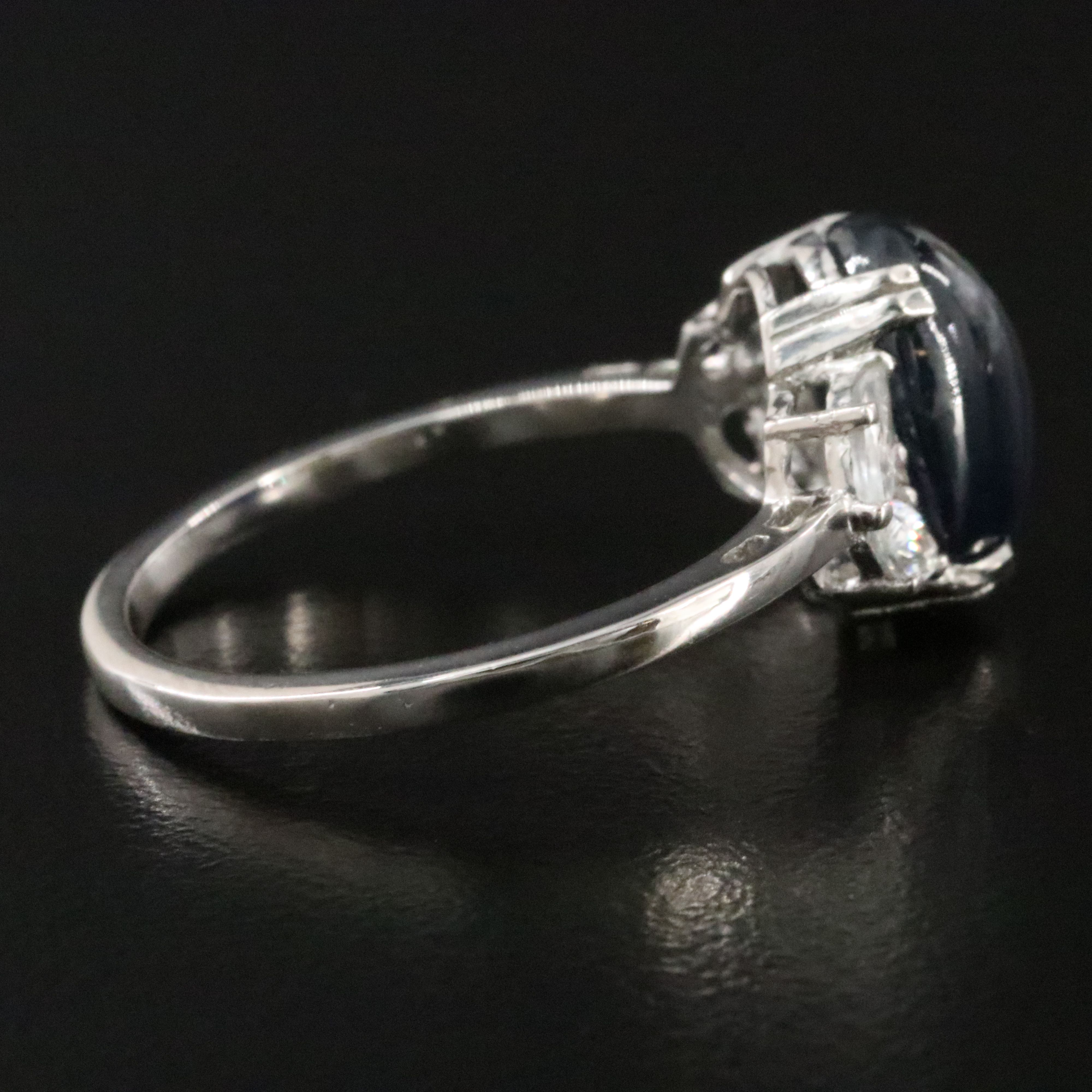 Platinum 4.67 CT Sapphire and White Sapphire Ring