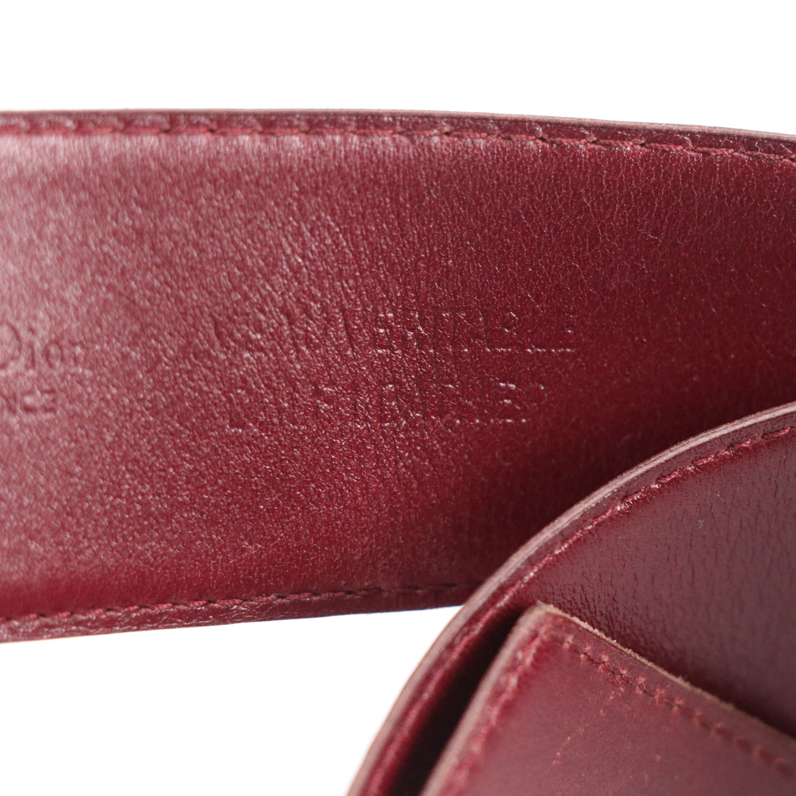 Christian Dior Logo Buckle Belt in Burgundy Calfskin Leather