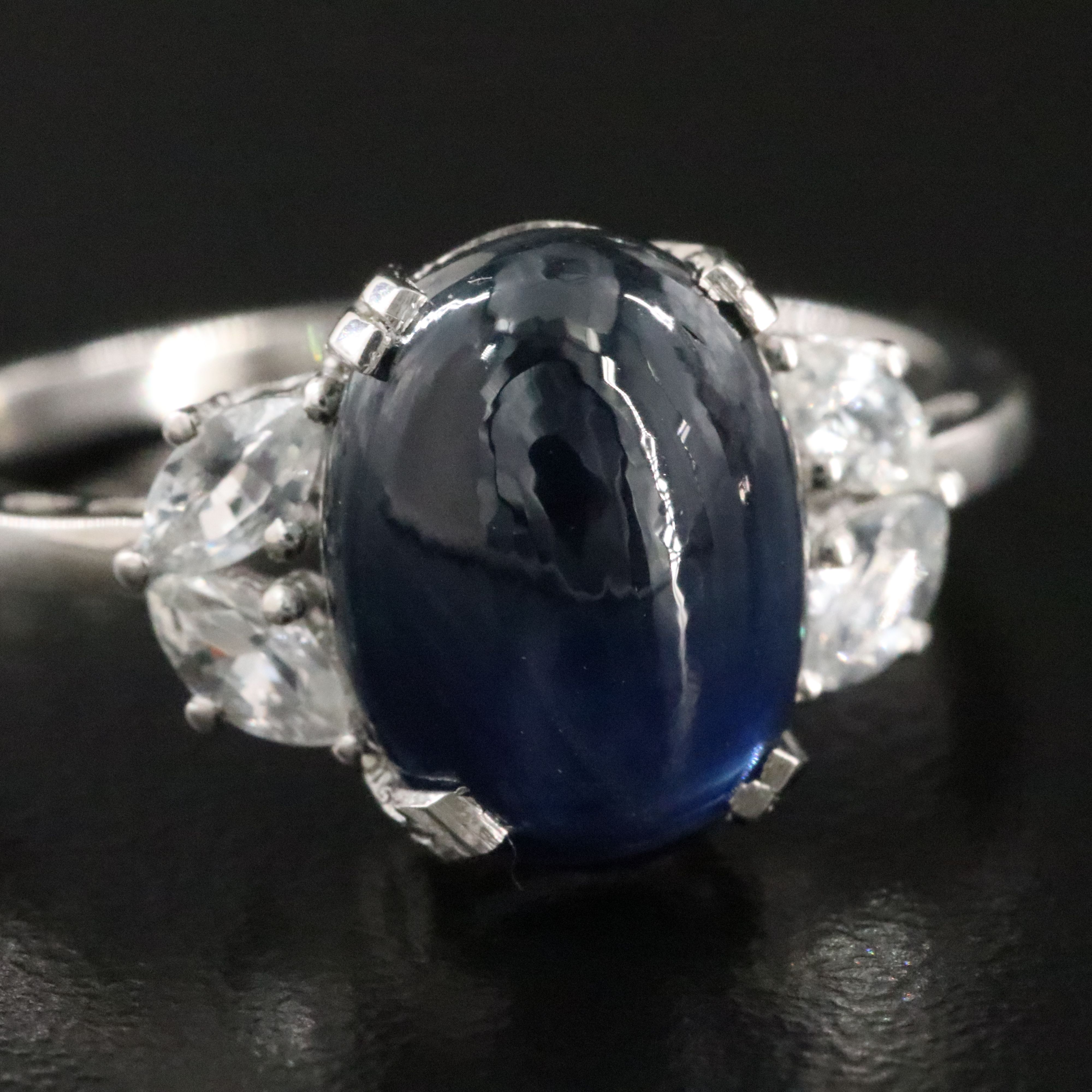 Platinum 4.67 CT Sapphire and White Sapphire Ring