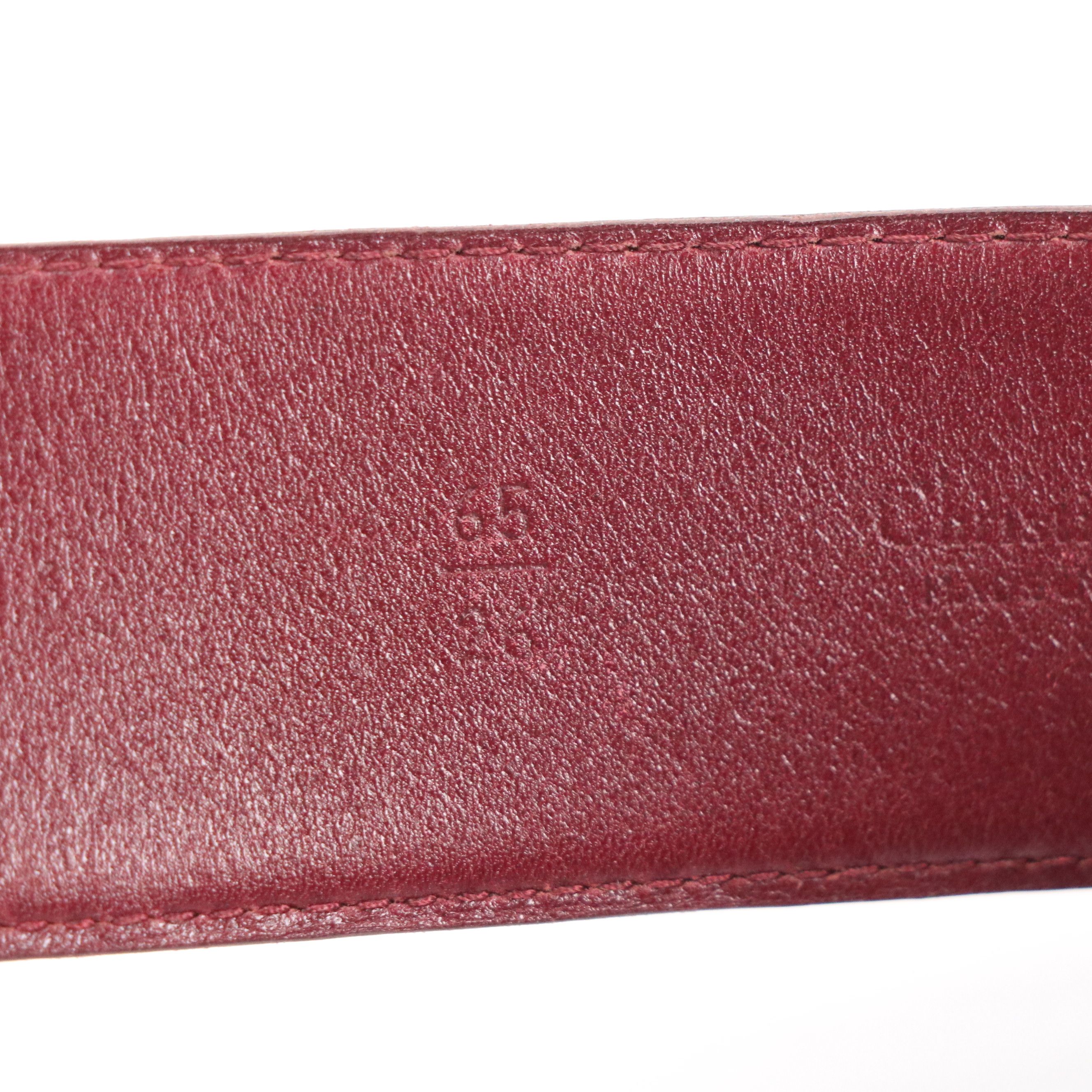 Christian Dior Logo Buckle Belt in Burgundy Calfskin Leather