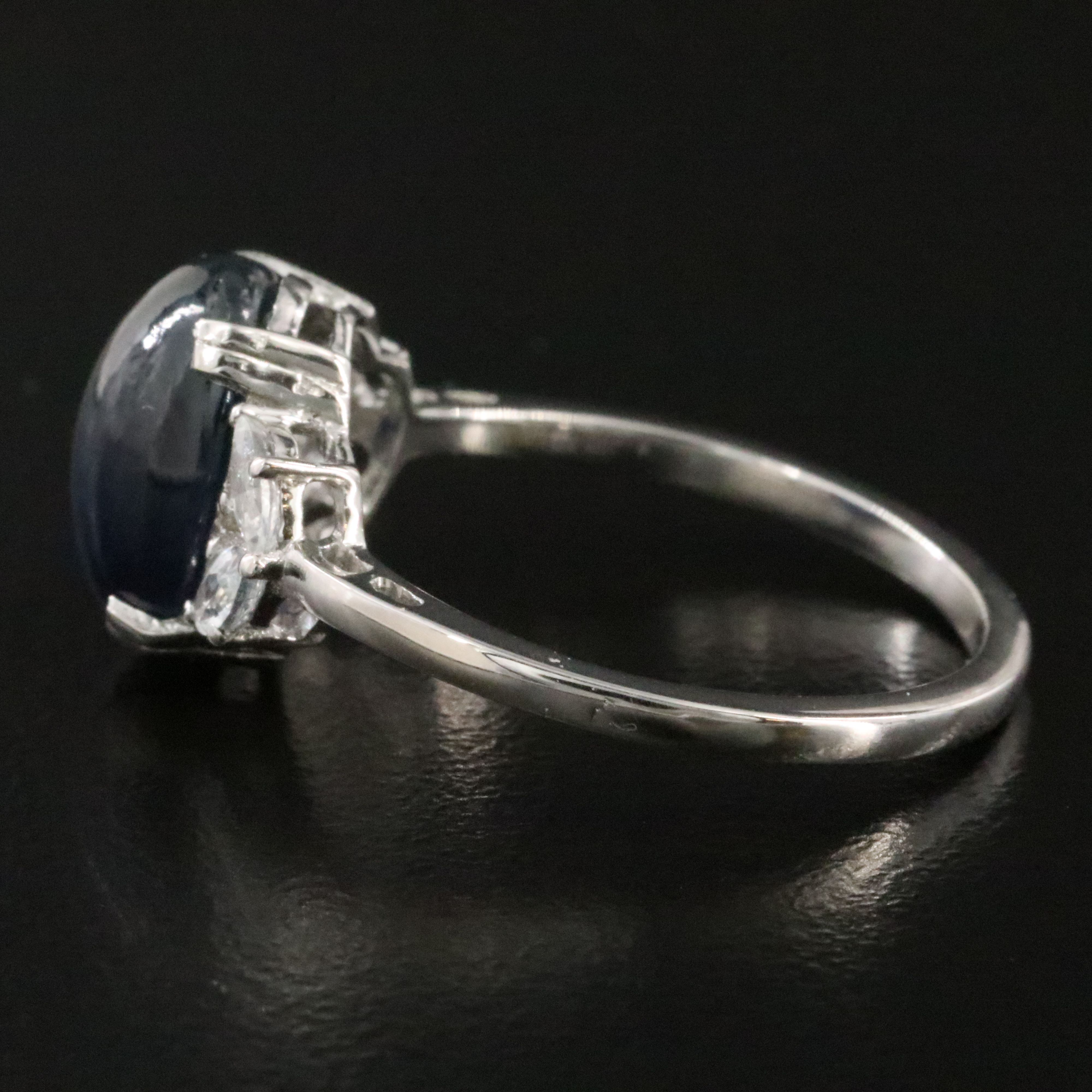 Platinum 4.67 CT Sapphire and White Sapphire Ring