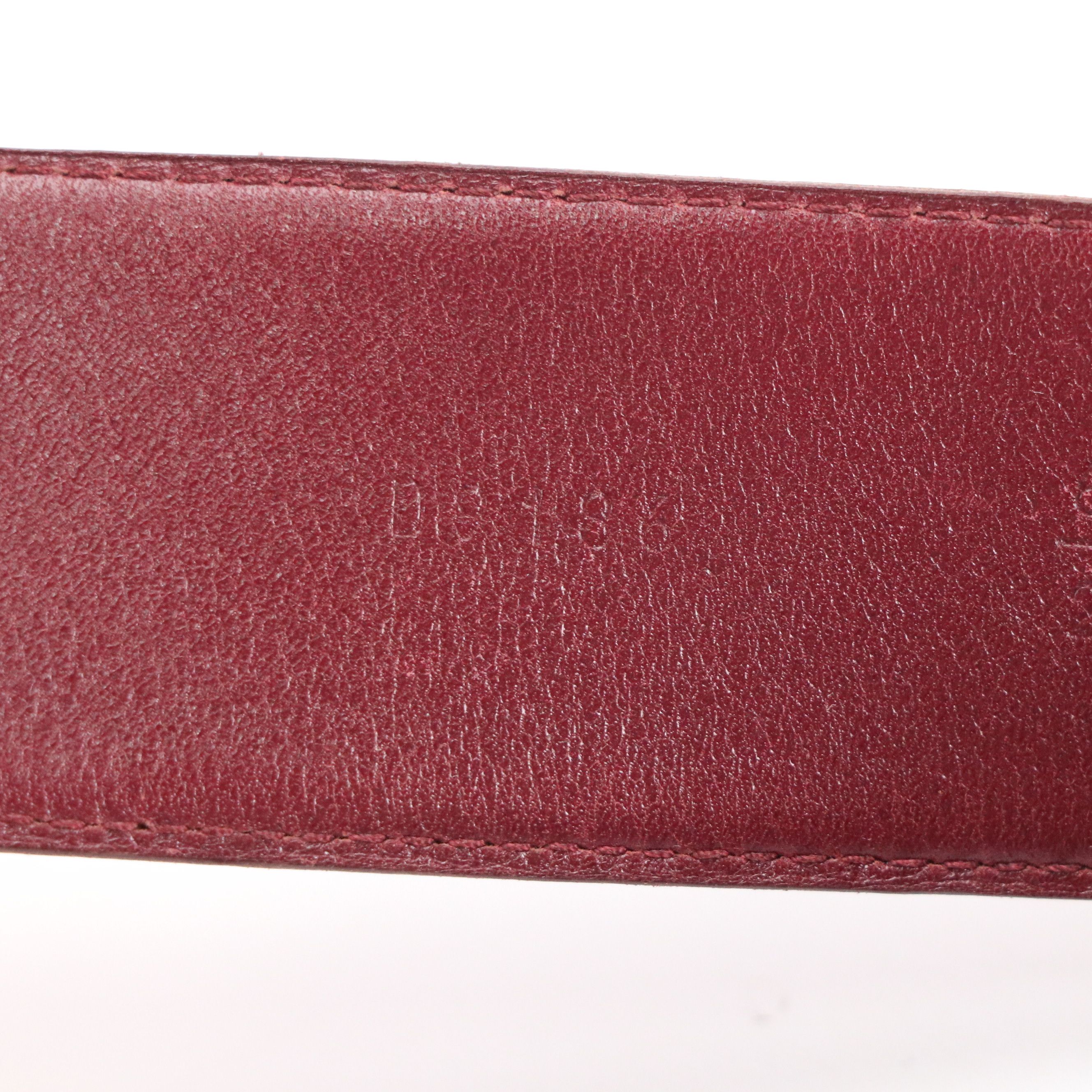 Christian Dior Logo Buckle Belt in Burgundy Calfskin Leather