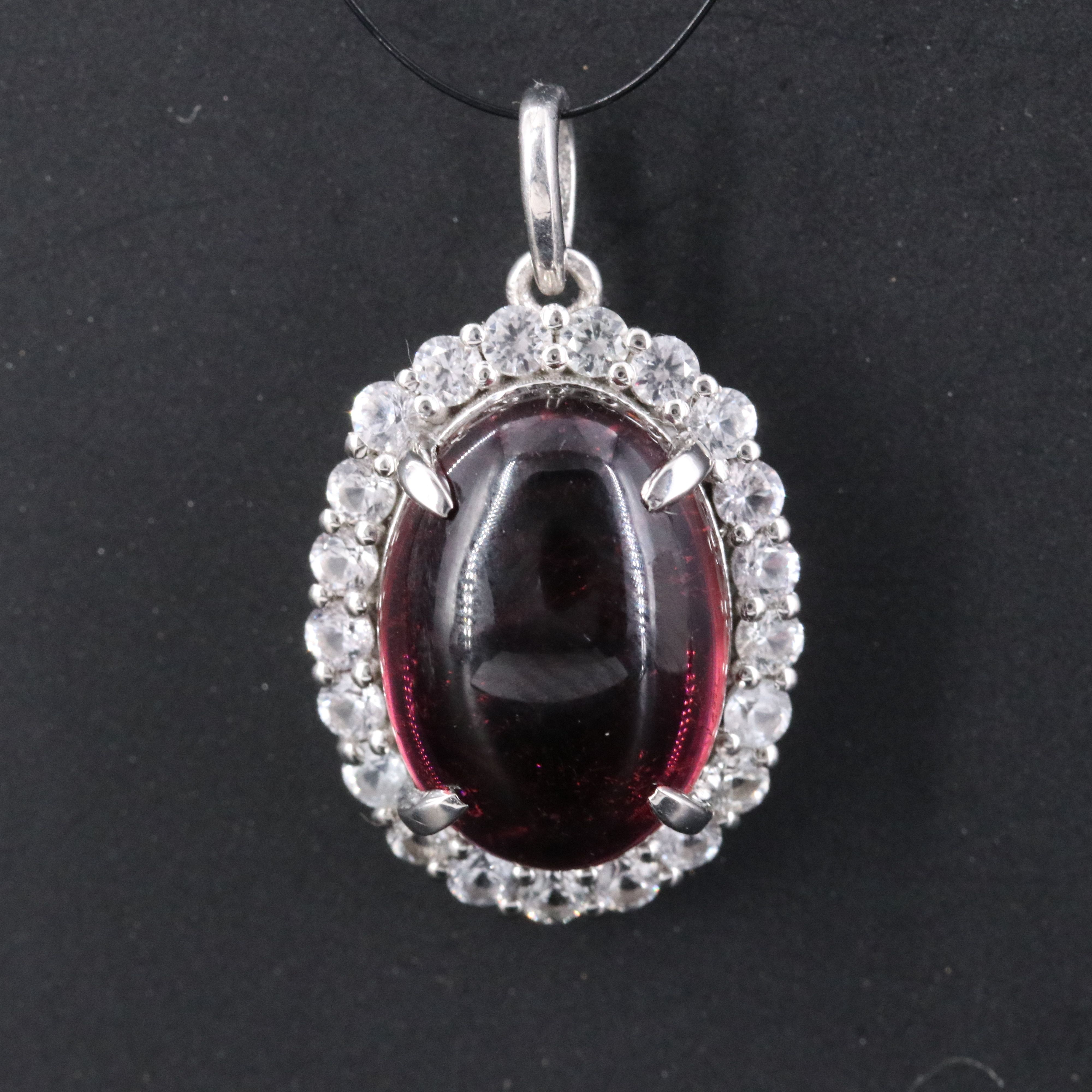 Platinum 6.62 CT Pink Tourmaline and White Sapphire Halo Pendant