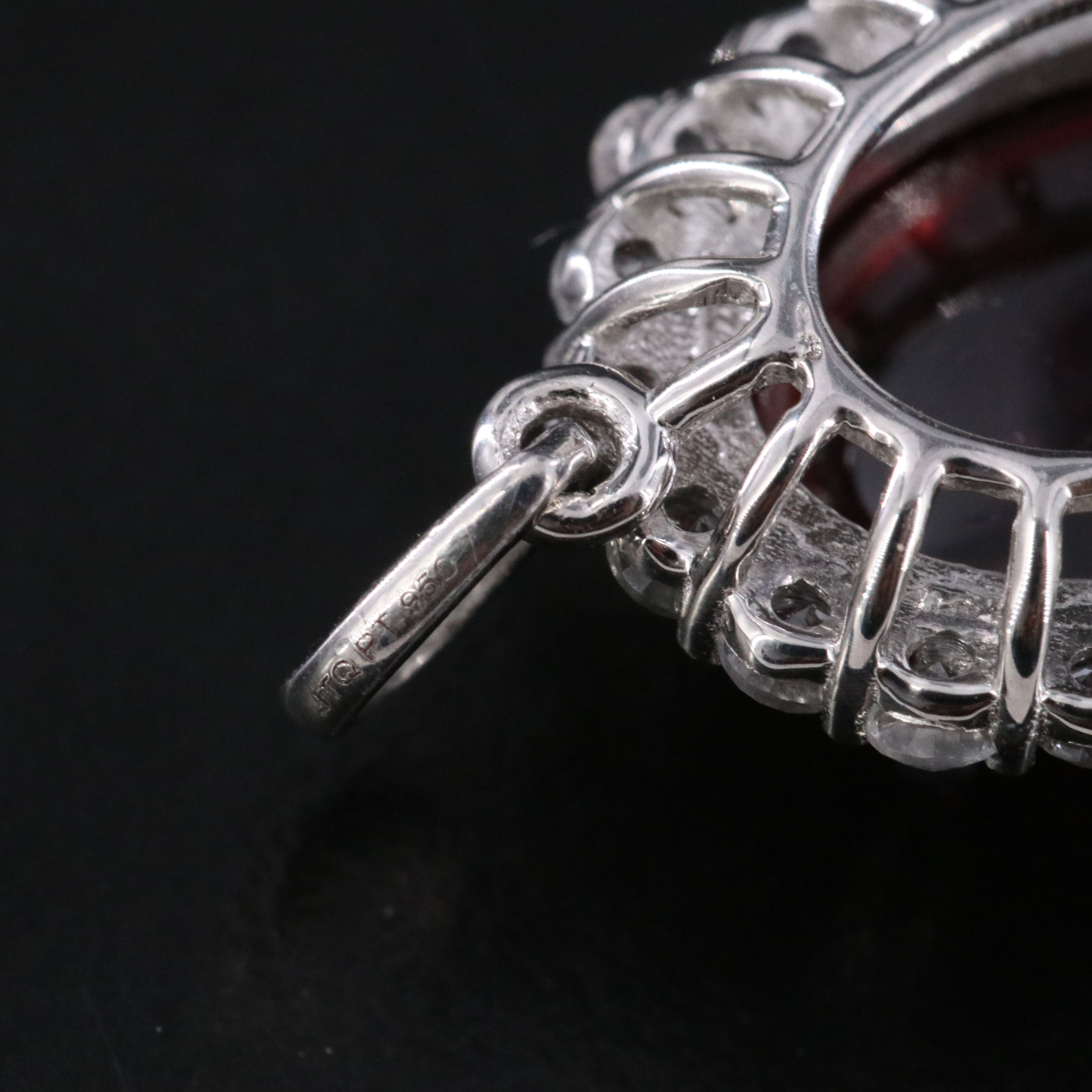 Platinum 6.62 CT Pink Tourmaline and White Sapphire Halo Pendant