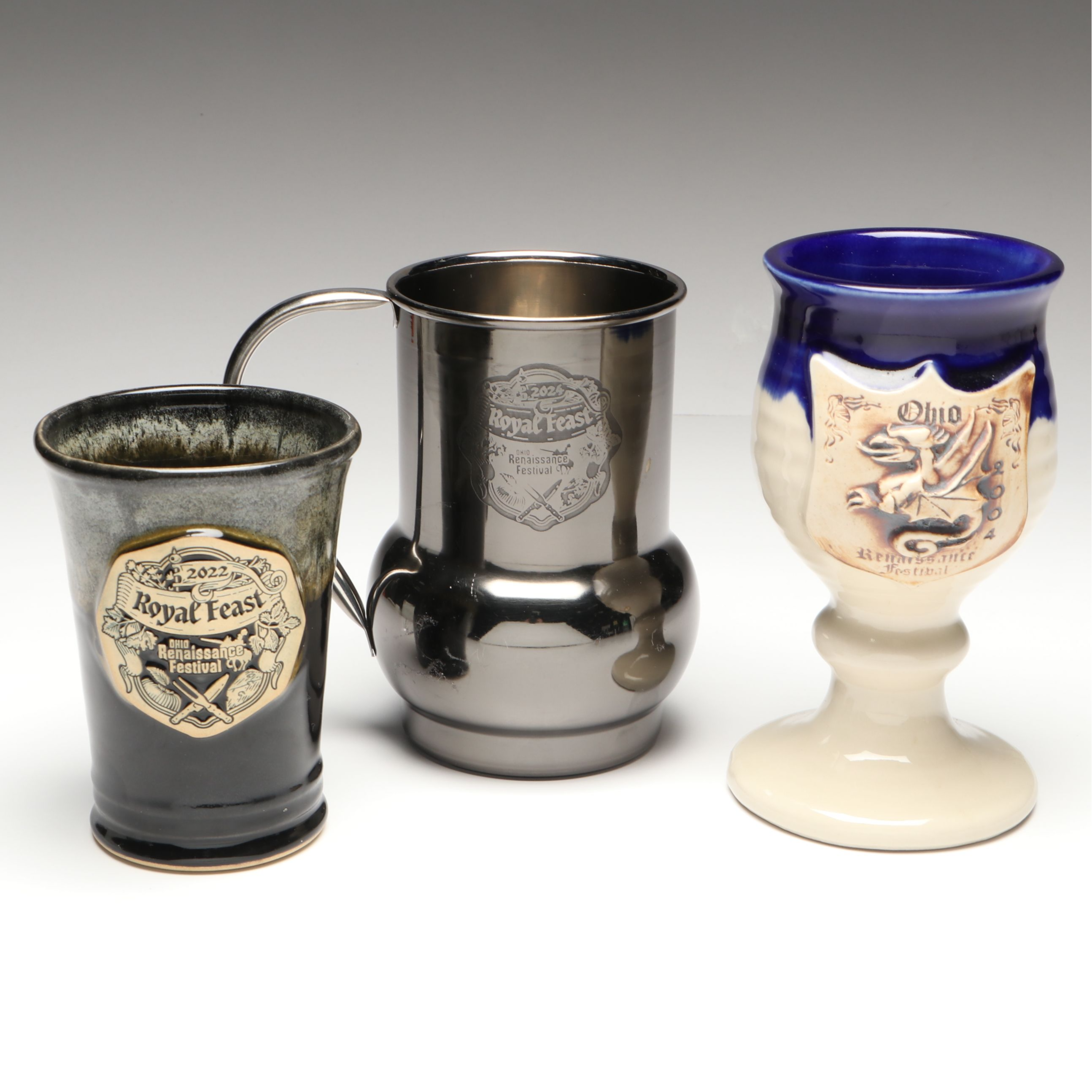 Ohio Renaissance Festival Ceramic and Metal Souvenir Steins