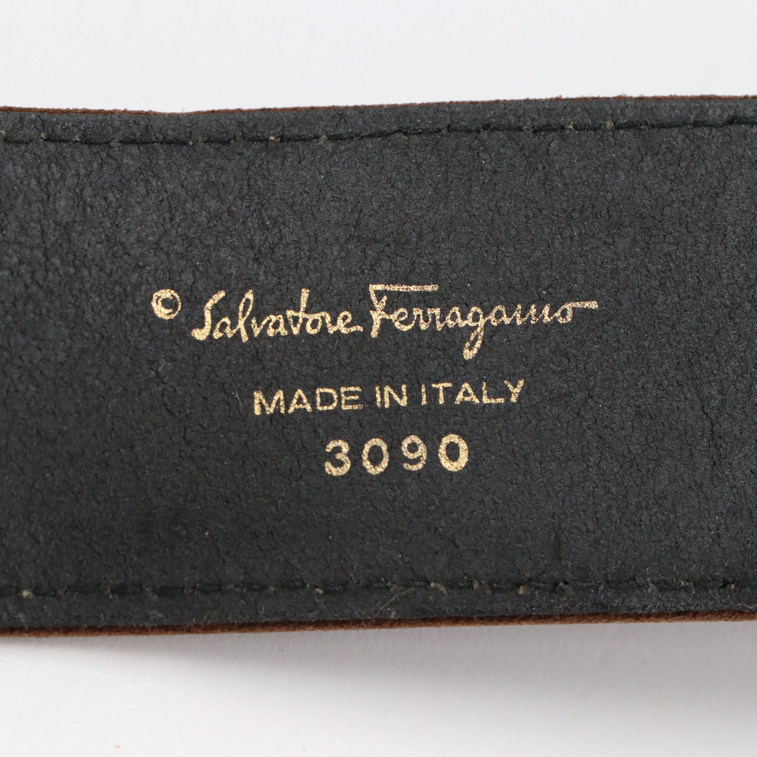 Salvatore Ferragamo Gancini Belt in Brown Suede
