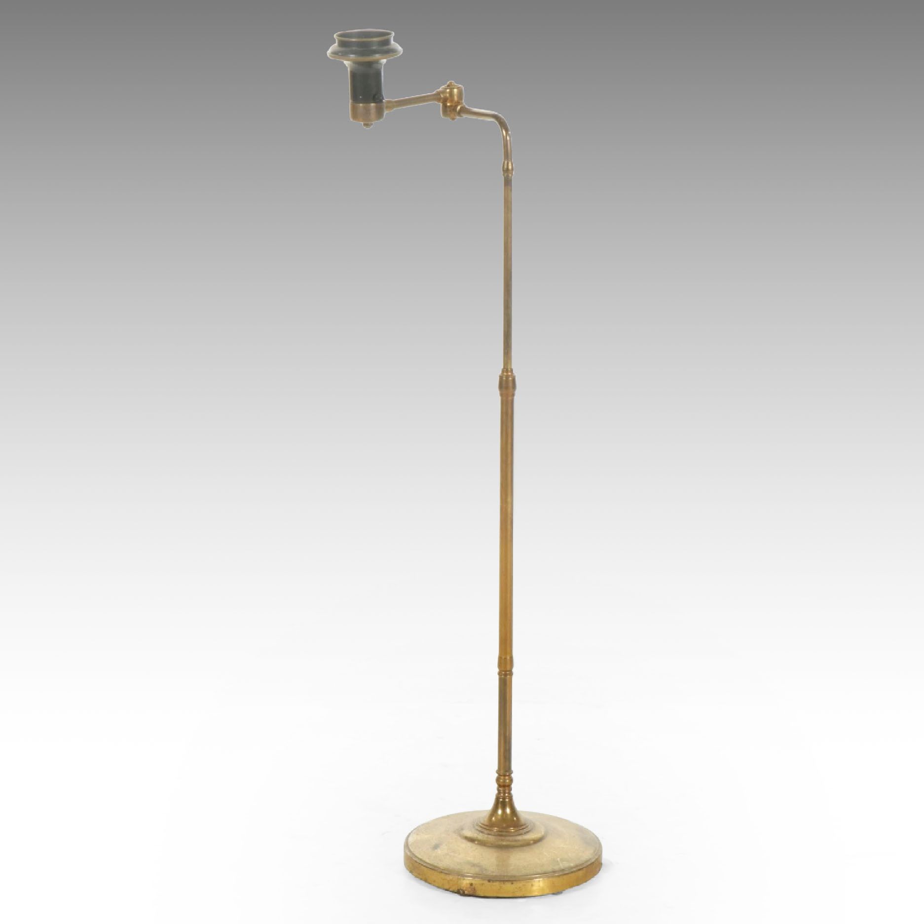 Brass Adjustable Swing Arm Floor Lamp, Mid-20th Century