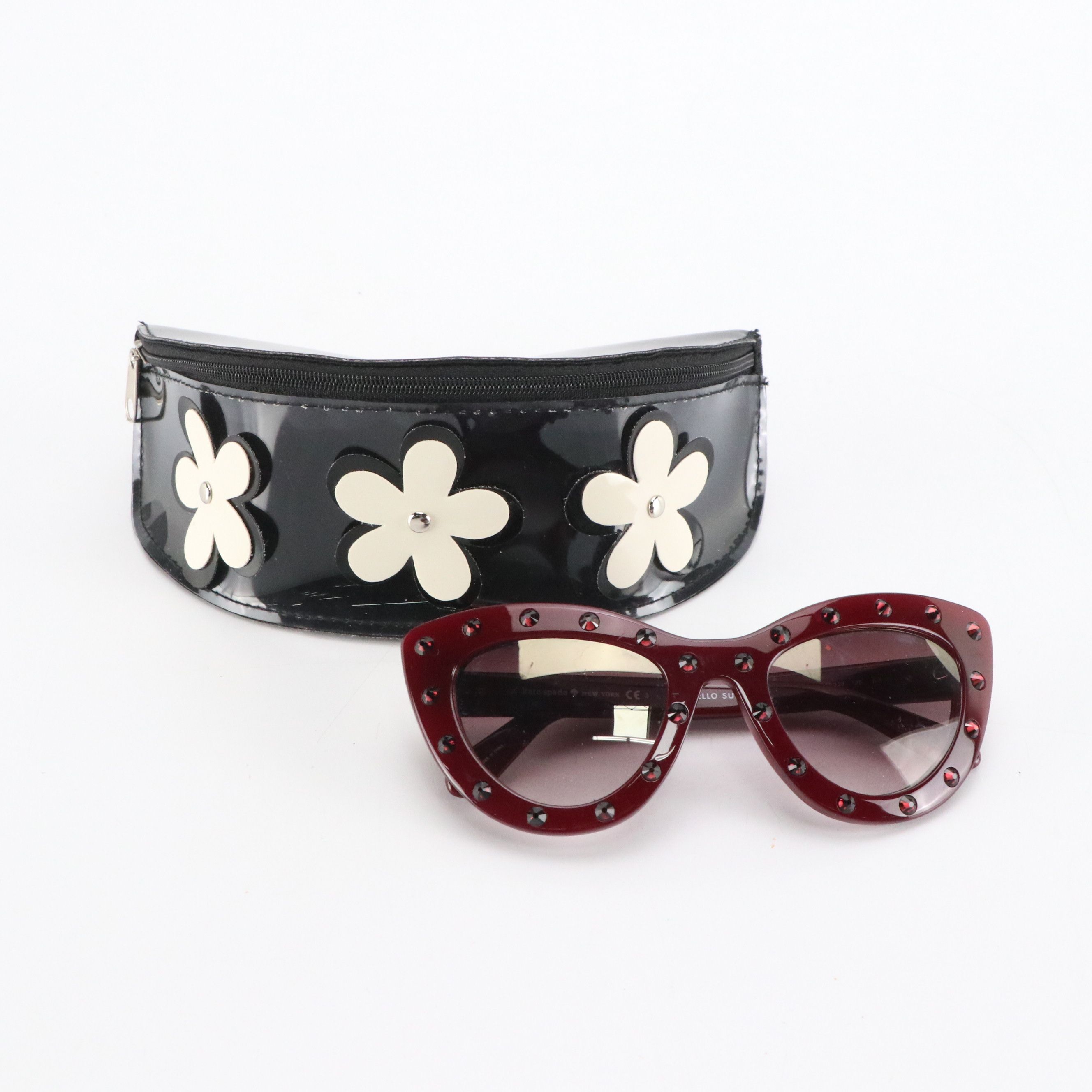 Kate Spade Luann/S 0S1K QH Burgundy Rhinestone Cat Eye Sunglasses