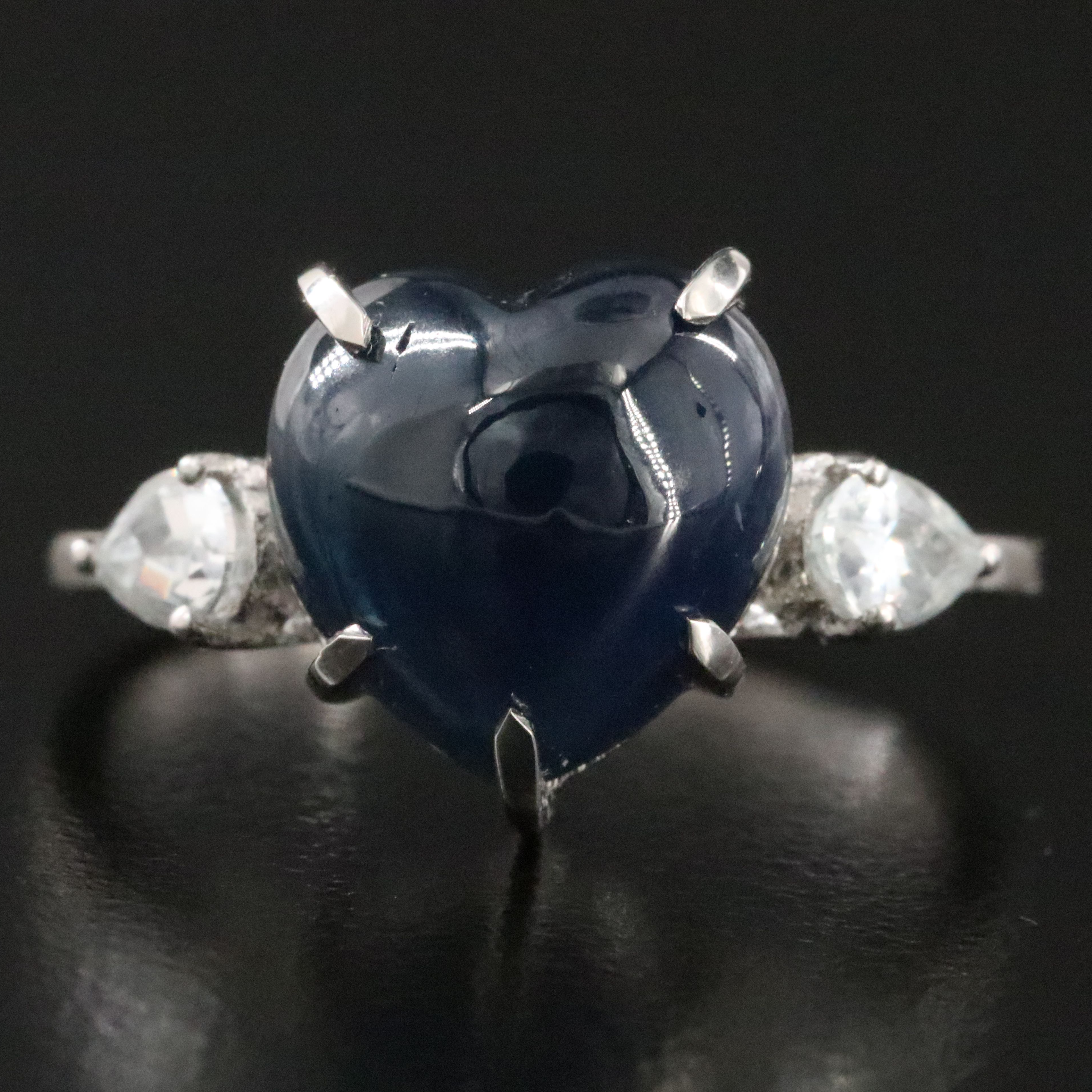 Platinum Sapphire and White Sapphire Ring