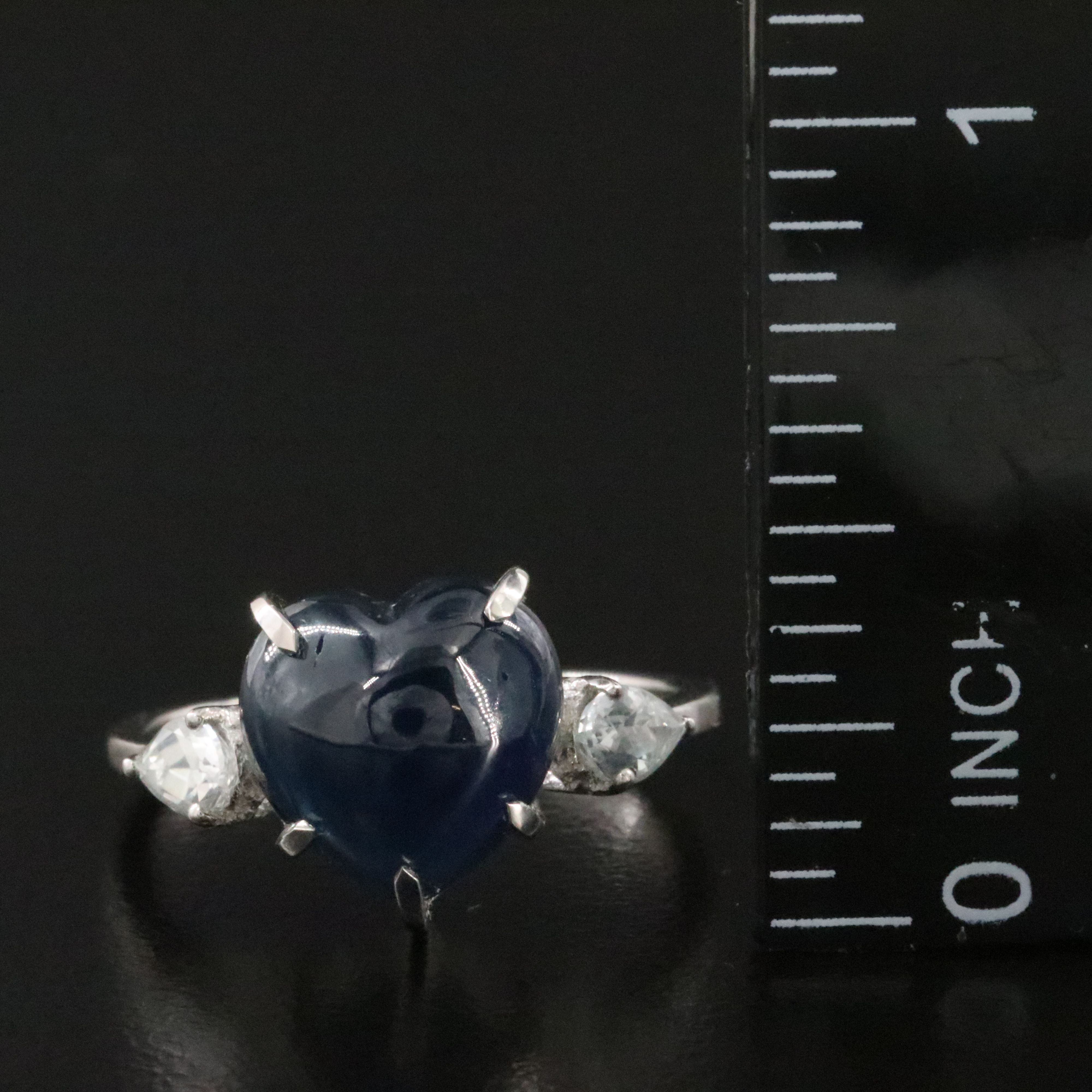 Platinum Sapphire and White Sapphire Ring