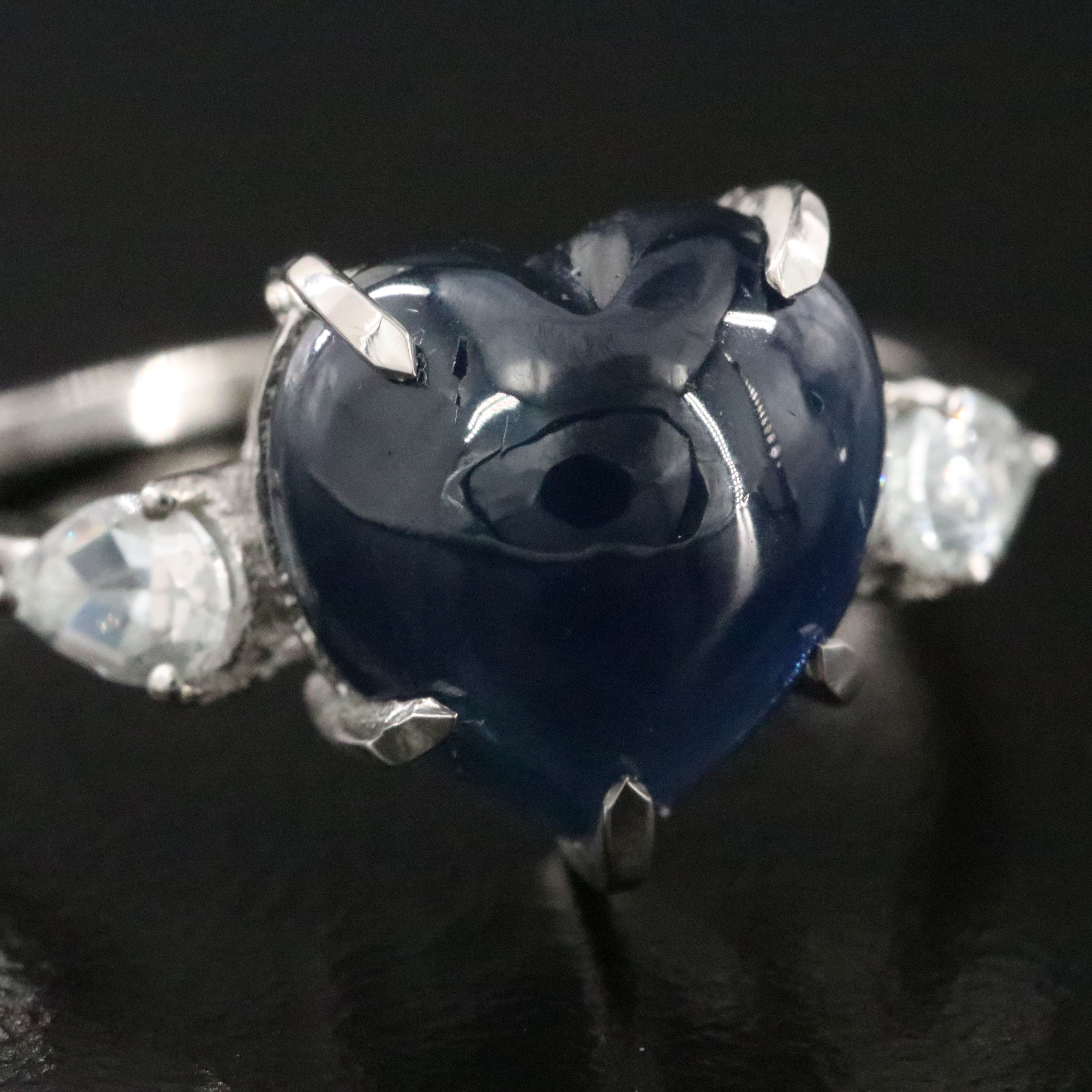 Platinum Sapphire and White Sapphire Ring