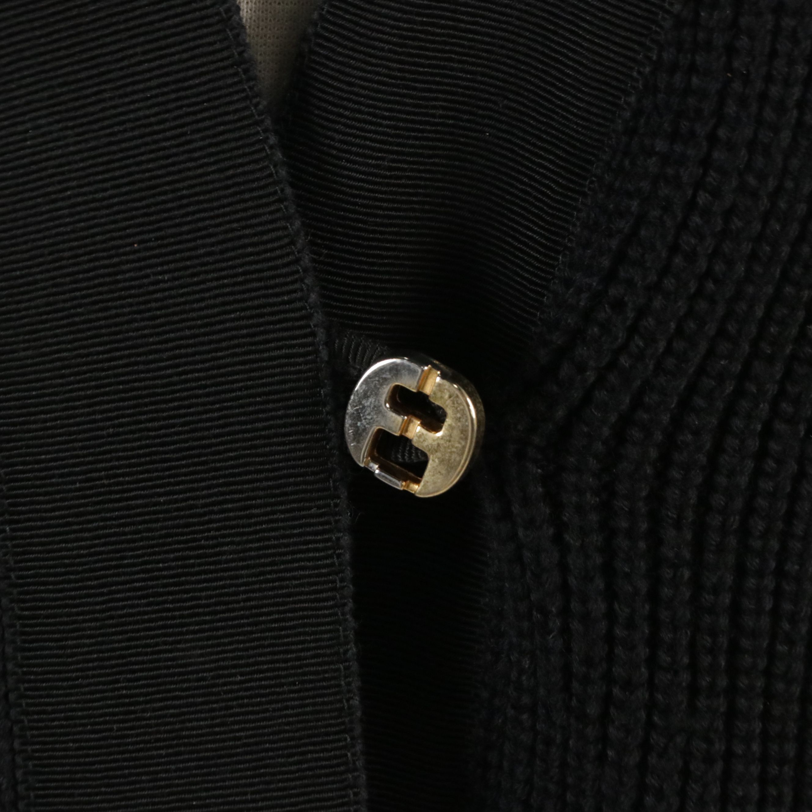 Salvatore Ferragamo Ribbon-Trim Rib Knit Wool Cardigan