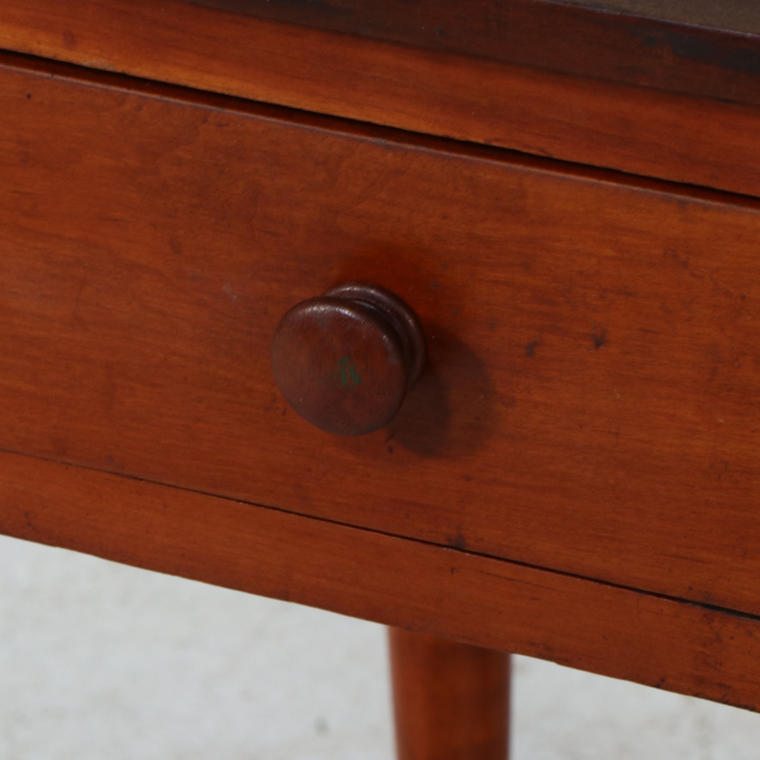 American Country Sheraton Cherry and Pine One-Drawer Side Table, 19th Century