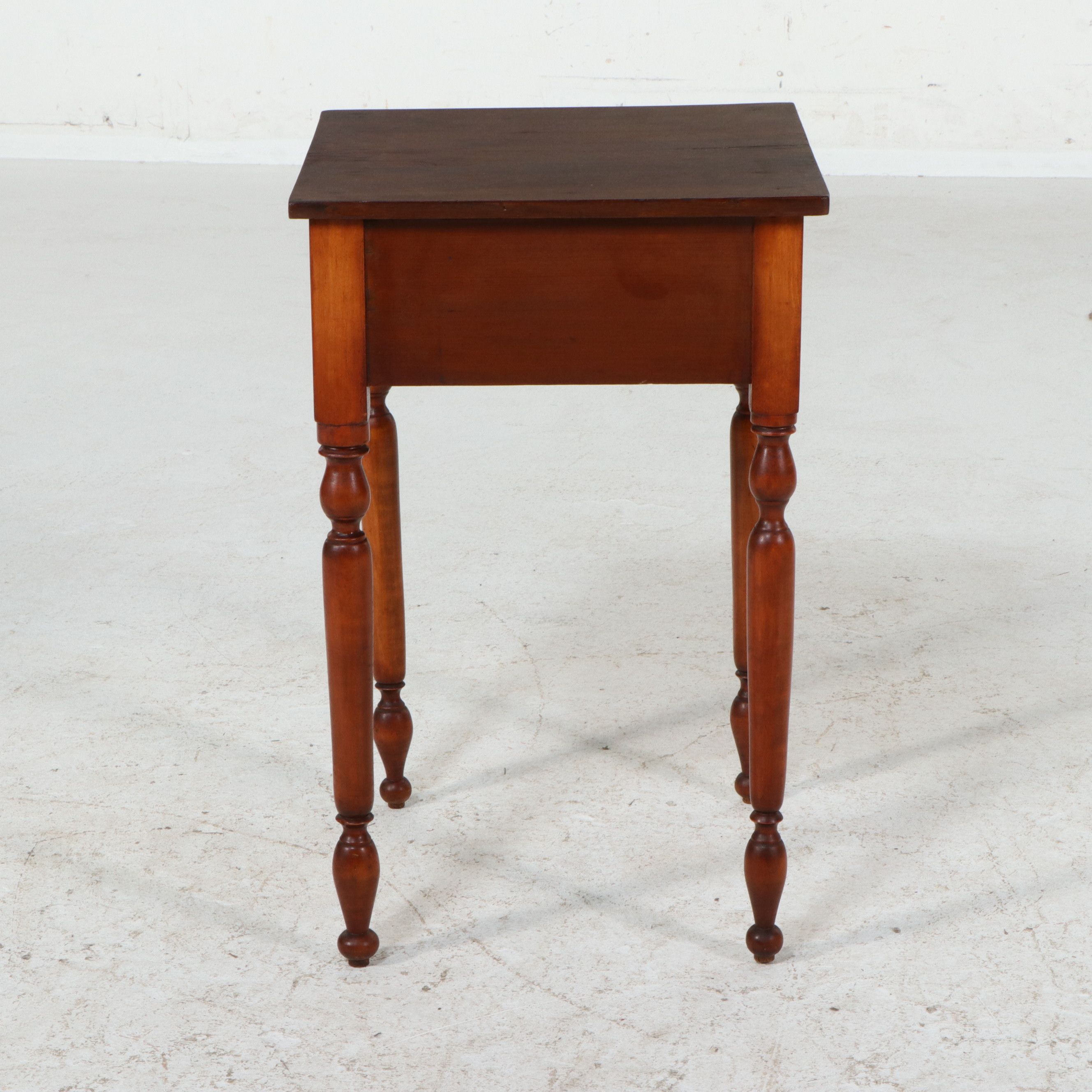 American Country Sheraton Cherry and Pine One-Drawer Side Table, 19th Century
