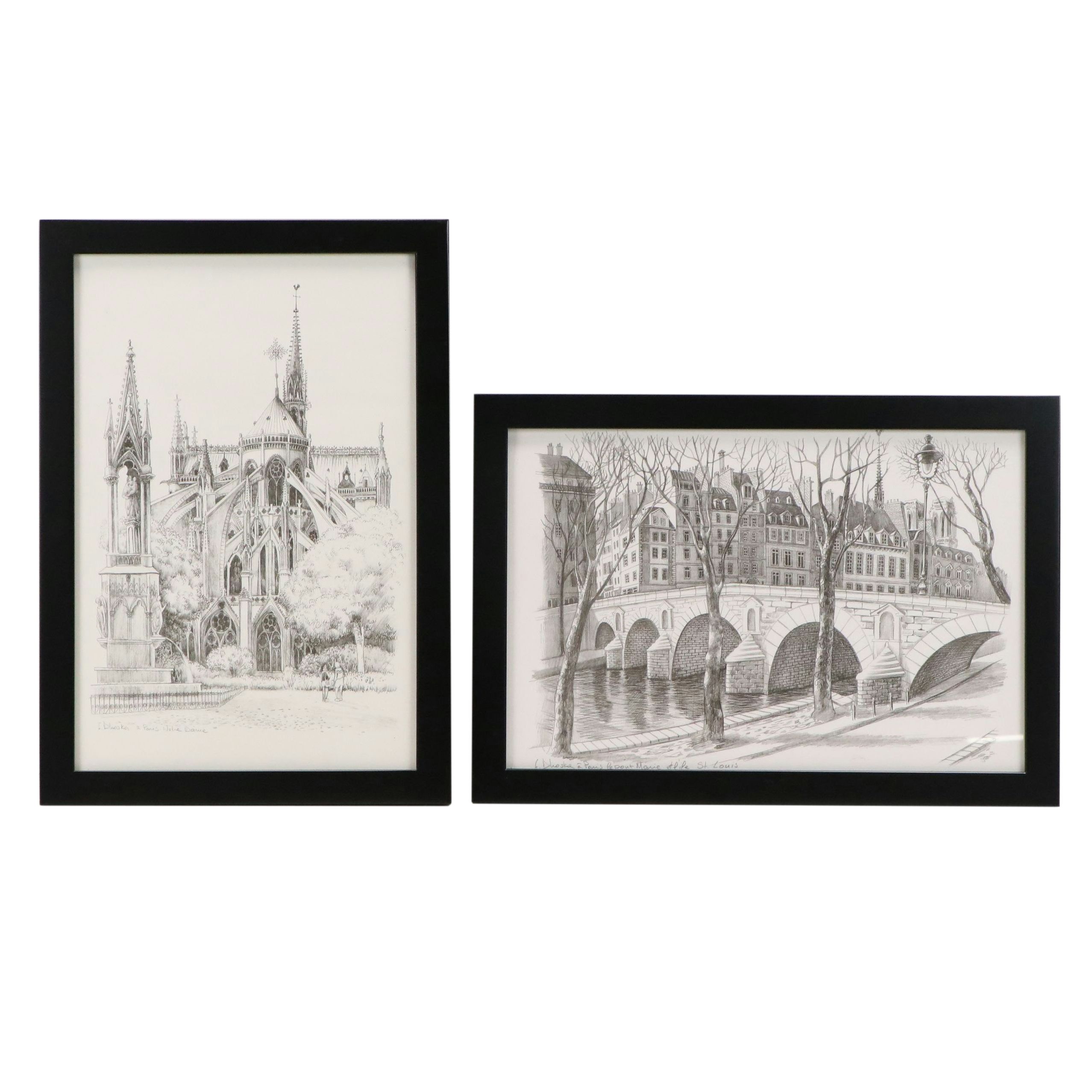 F. Dhoska Offset Lithographs of Parisian Locations, Late 20th Century