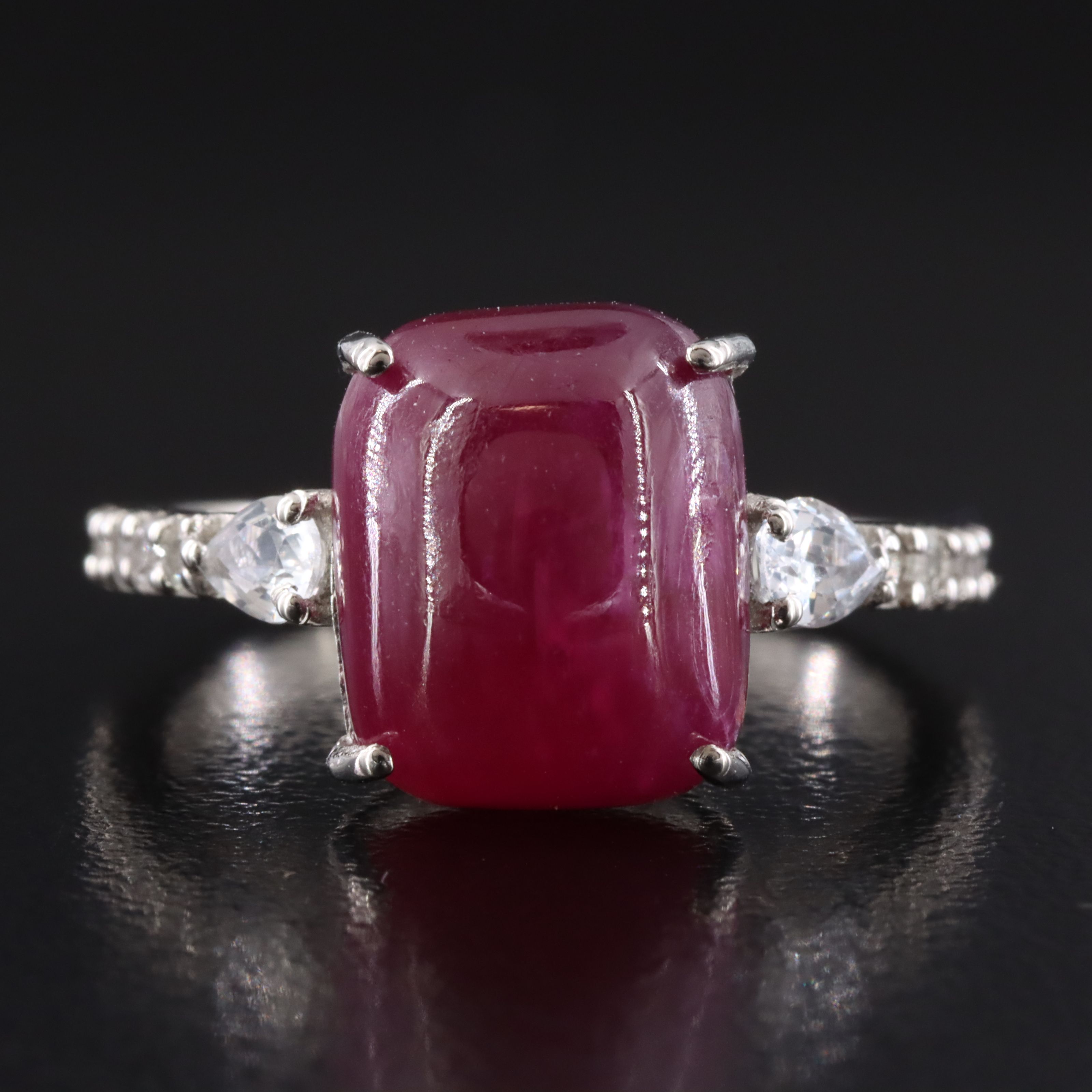 Platinum 6.55 CT Ruby and White Sapphire Ring