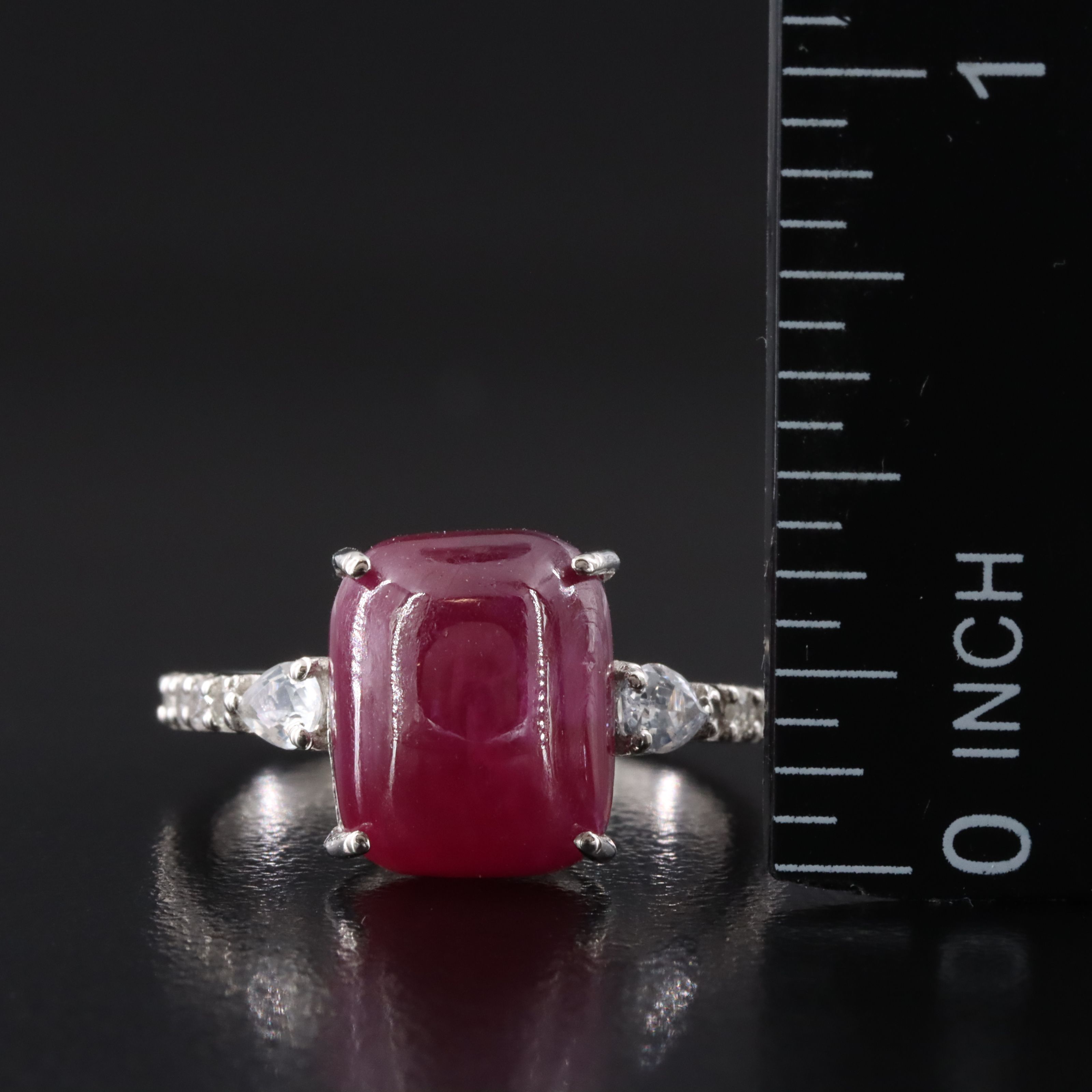 Platinum 6.55 CT Ruby and White Sapphire Ring