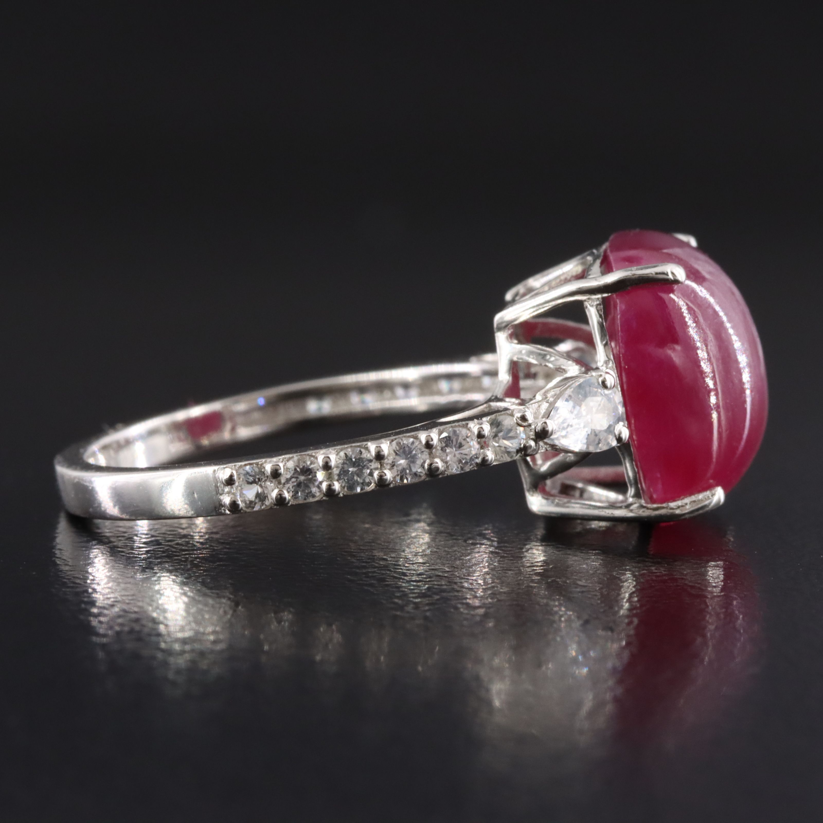 Platinum 6.55 CT Ruby and White Sapphire Ring