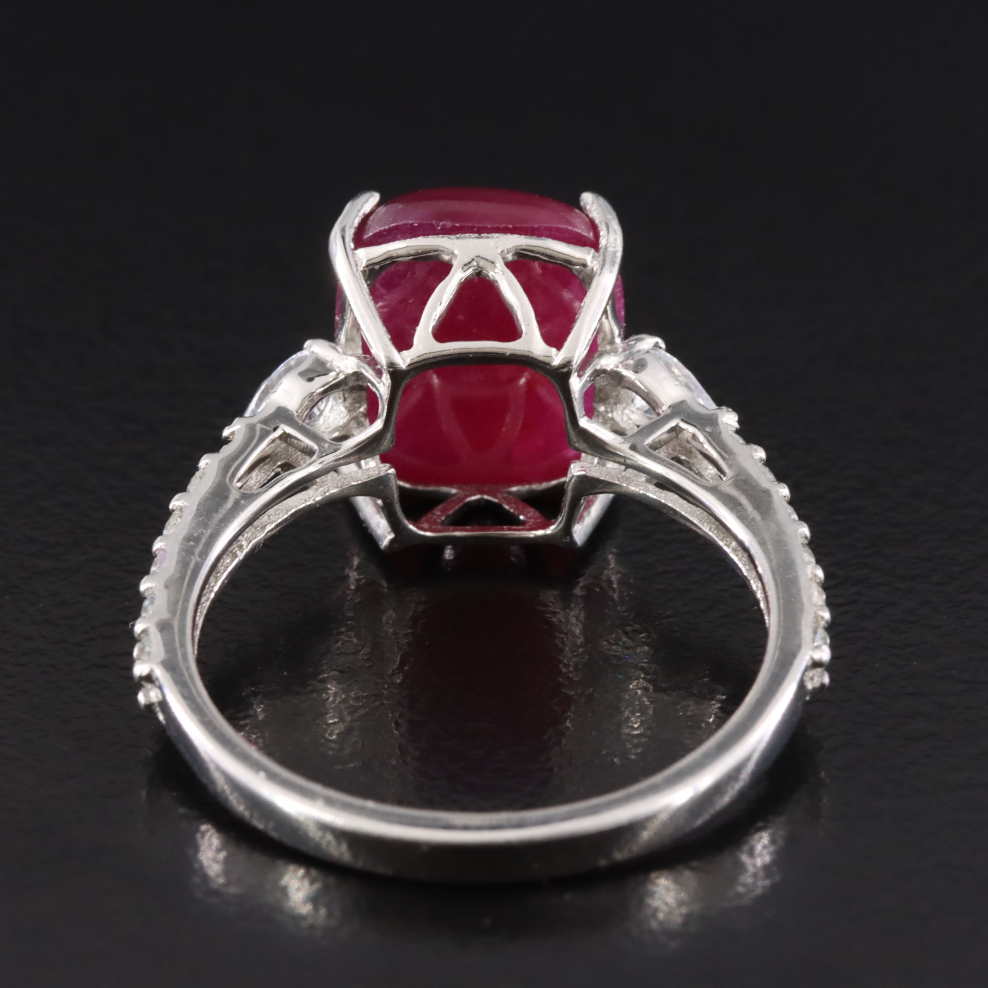 Platinum 6.55 CT Ruby and White Sapphire Ring