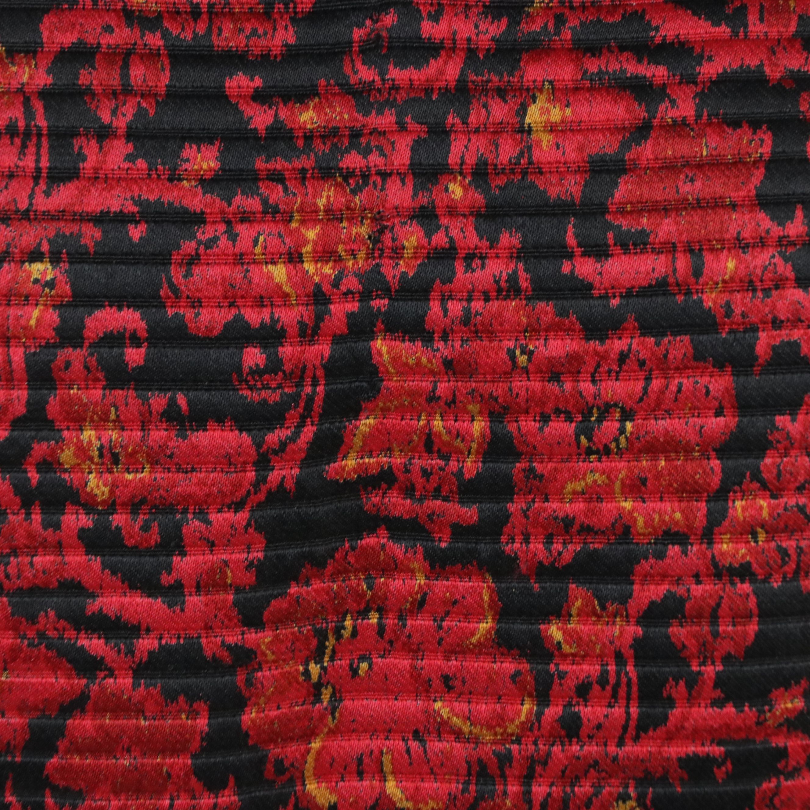 Christian Dior Printed Cocktail Dress with Black Silk Trim and Split Cuffs