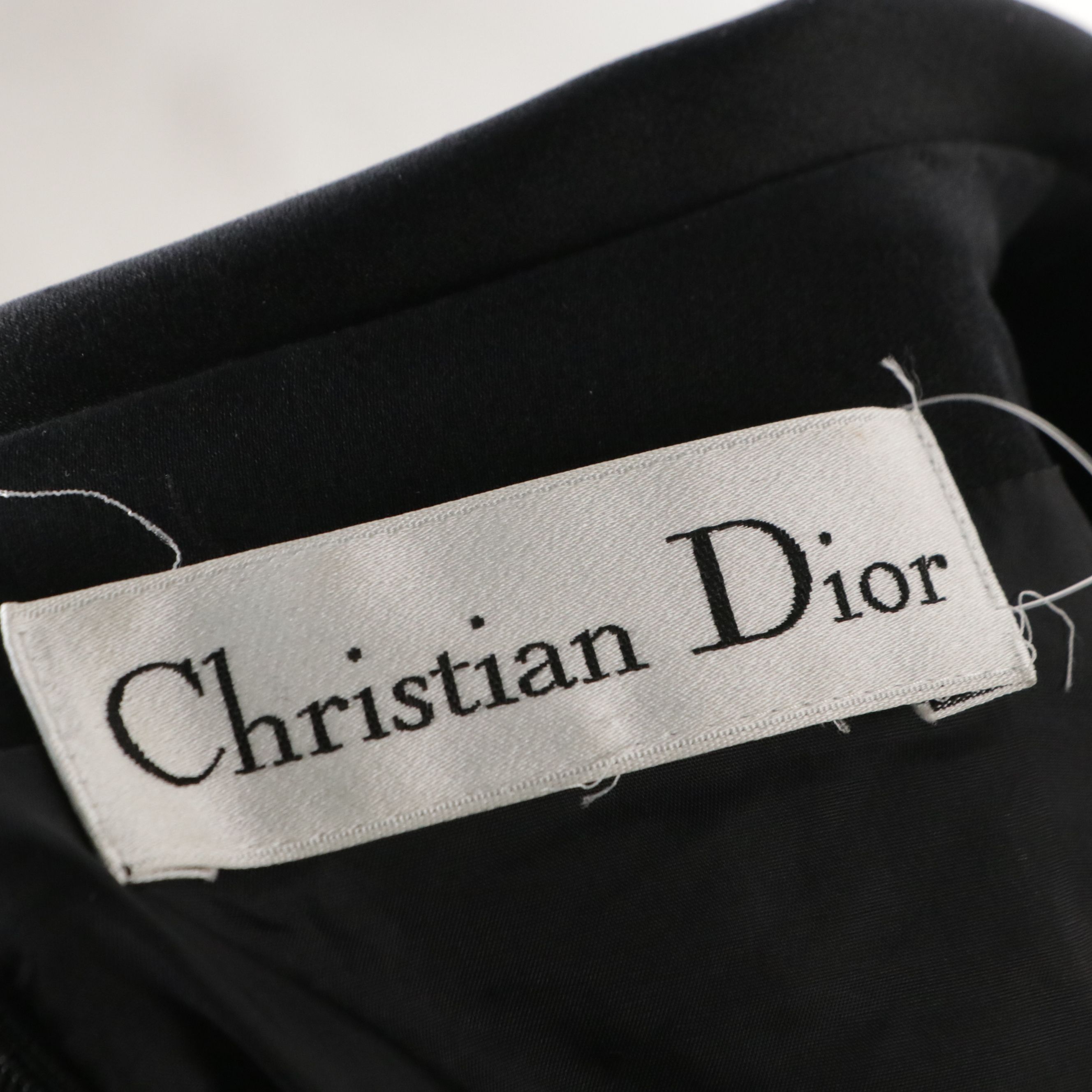 Christian Dior Printed Cocktail Dress with Black Silk Trim and Split Cuffs