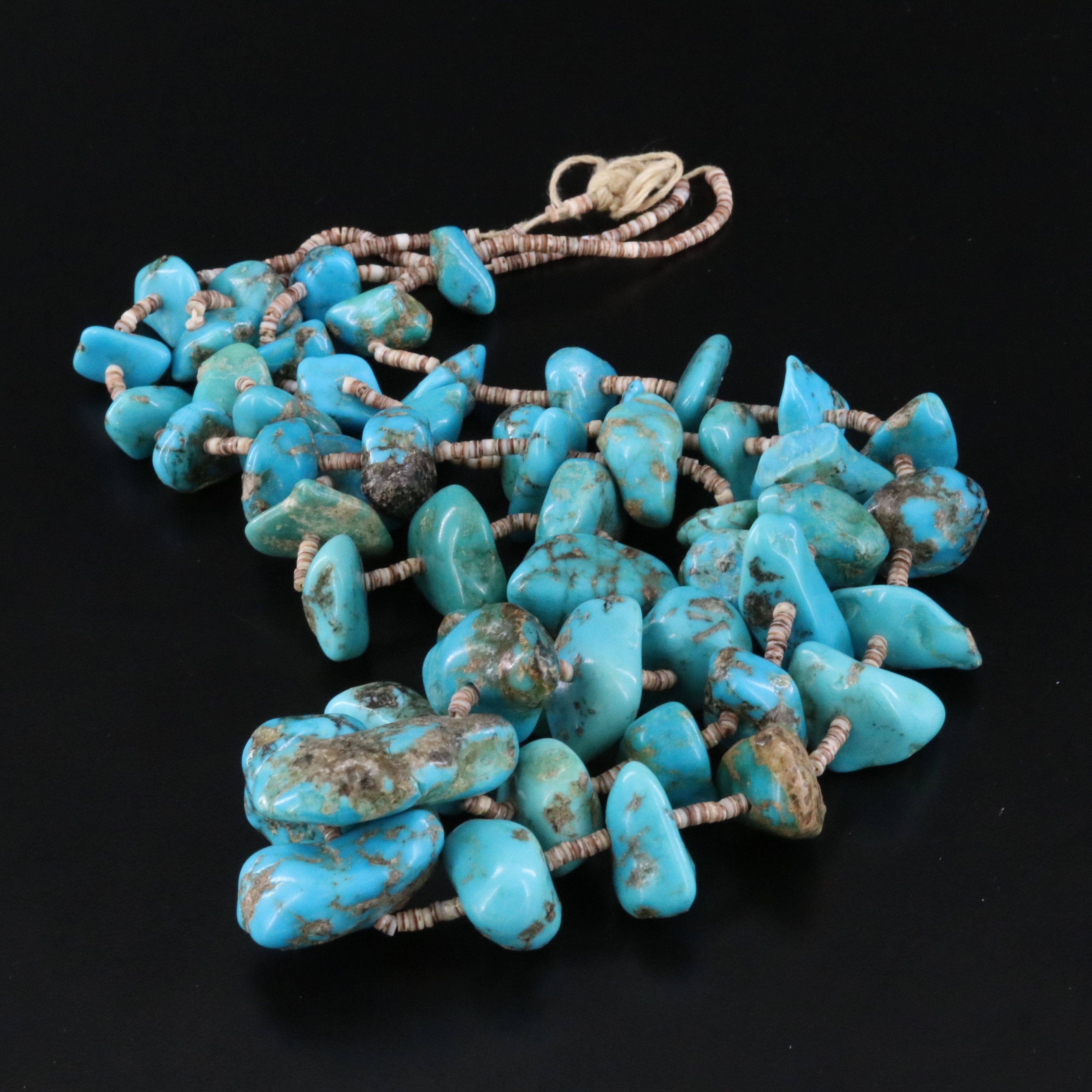 Turquoise and Heishi Shell Hanks