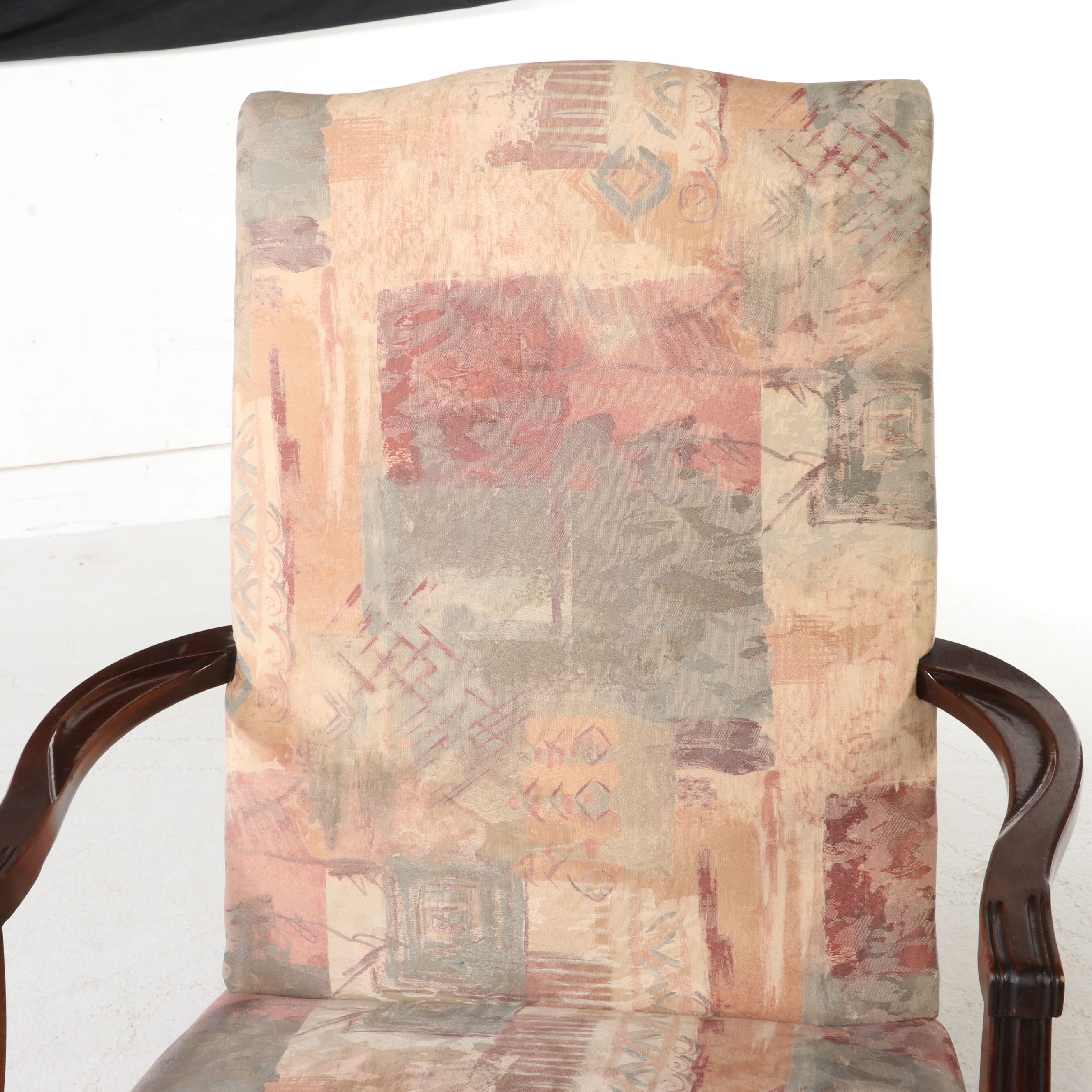 Chippendale Style Upholstered Mahogany Lolling Chair, Late 20th Century