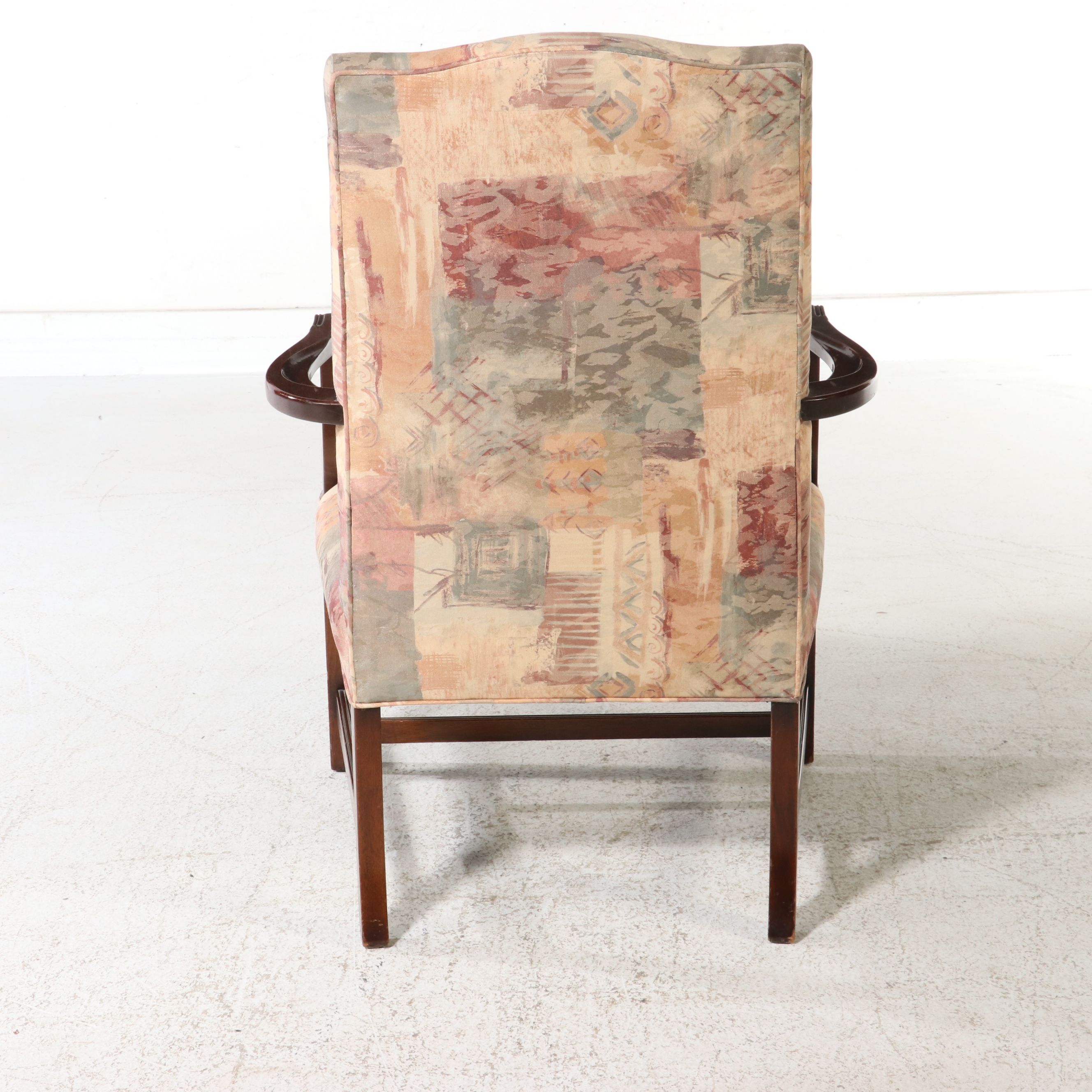 Chippendale Style Upholstered Mahogany Lolling Chair, Late 20th Century